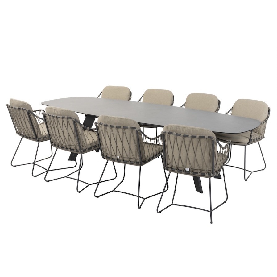 4 Seasons Outdoor Montana Prego dining tuinset 280x113xH75 cm 9 delig ovaal HPL antraciet 
