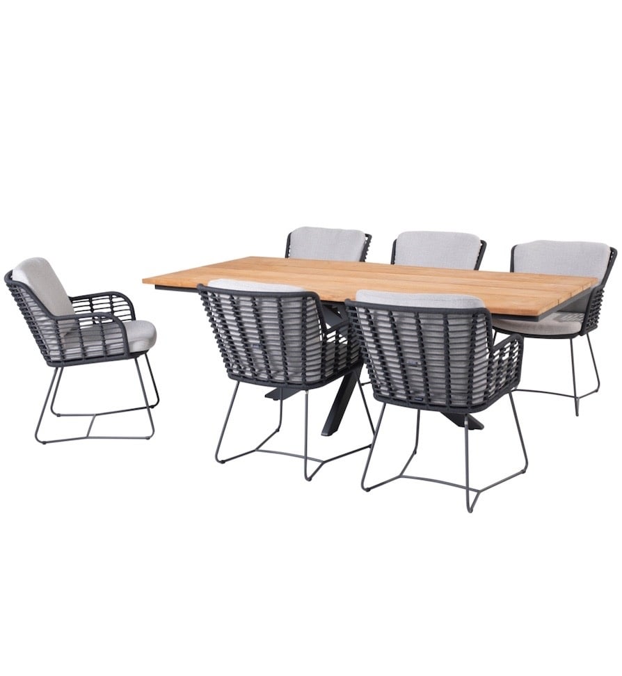 4 Seasons Outdoor Minerva Fabrice dining tuinset 220x95xH75cm 7 delig teak 
