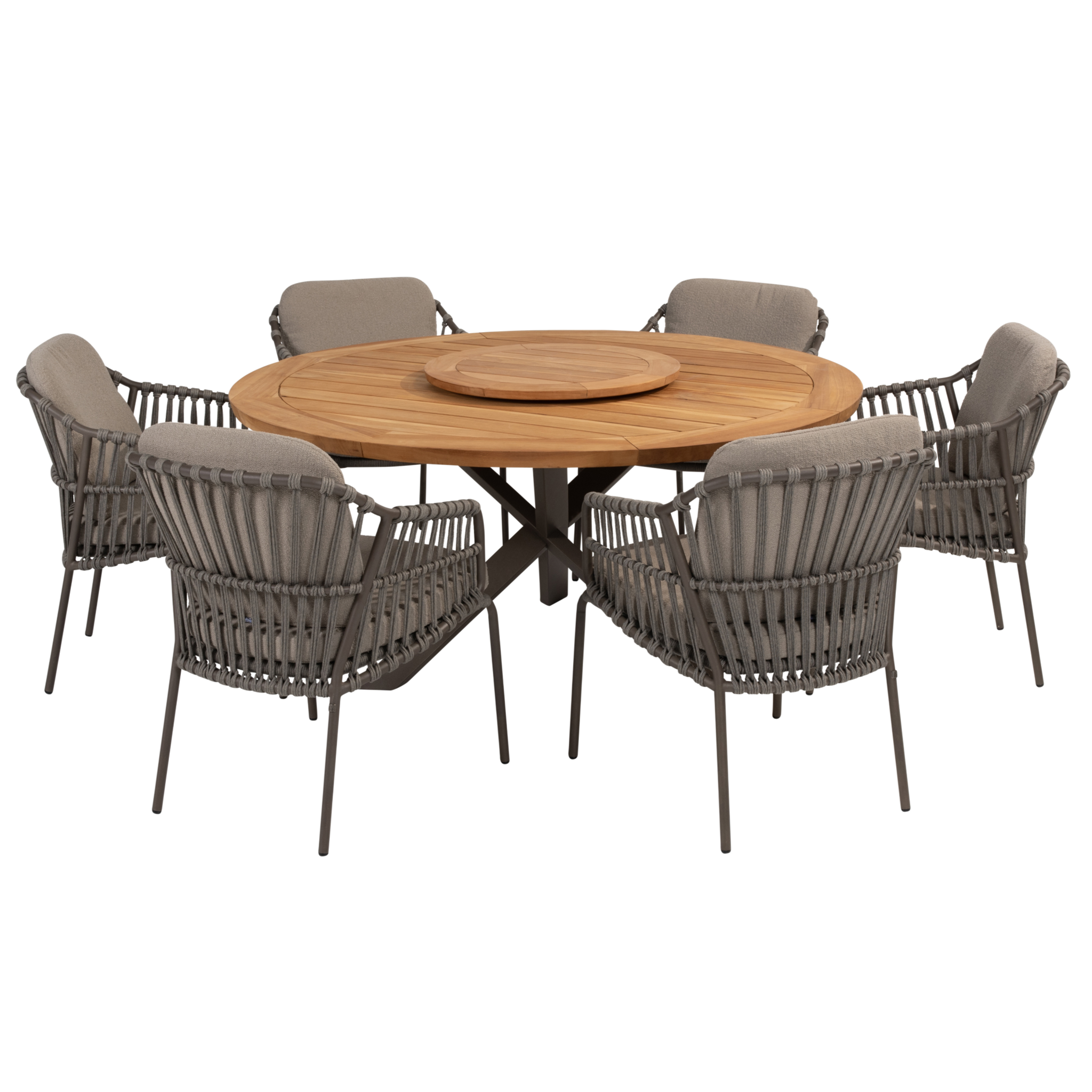 4 Seasons Outdoor Prado Capalbio dining tuinset 8 delig 160x H75cm rond teak terre met Lazy Susan 