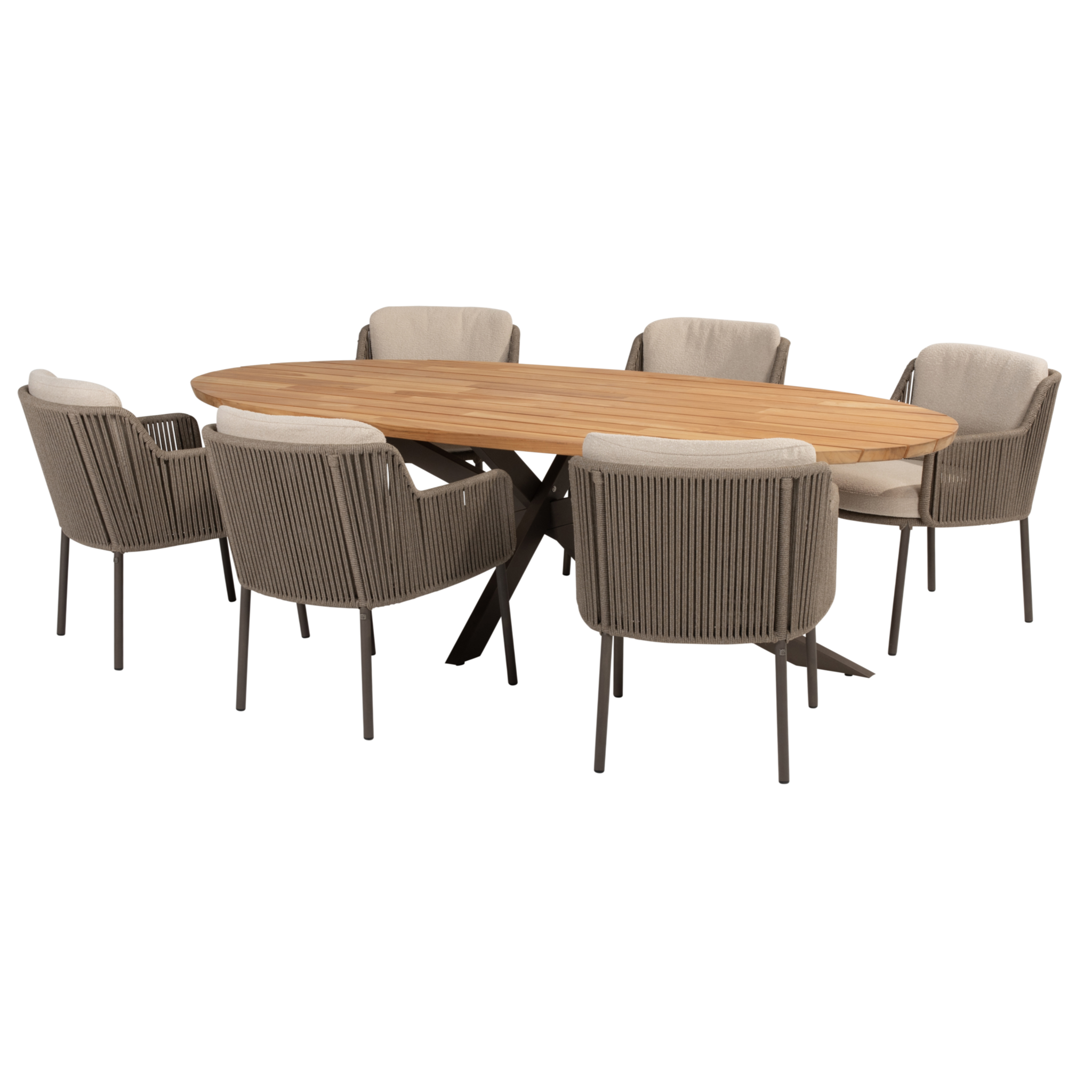 4 Seasons Outdoor Prado Bernini dining tuinset 240x115xH75 cm 7 delig teak terre 