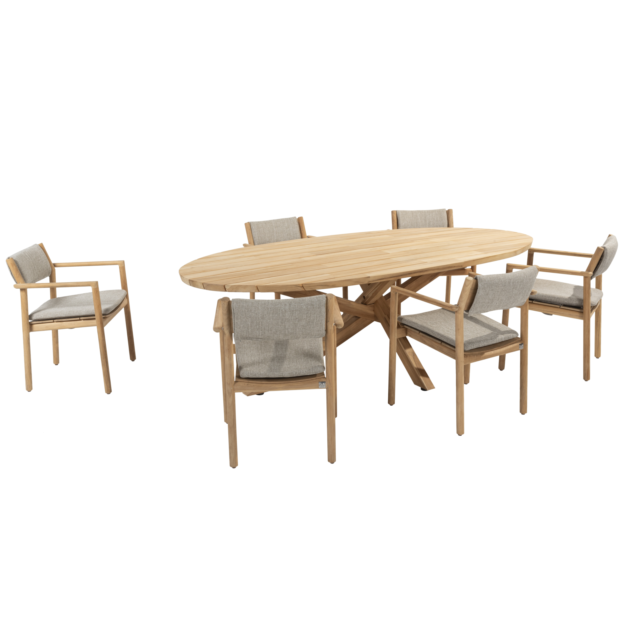 4 Seasons Outdoor Prado Levi dining tuinset 7 delig 240x115xH75 cm ellips teak  