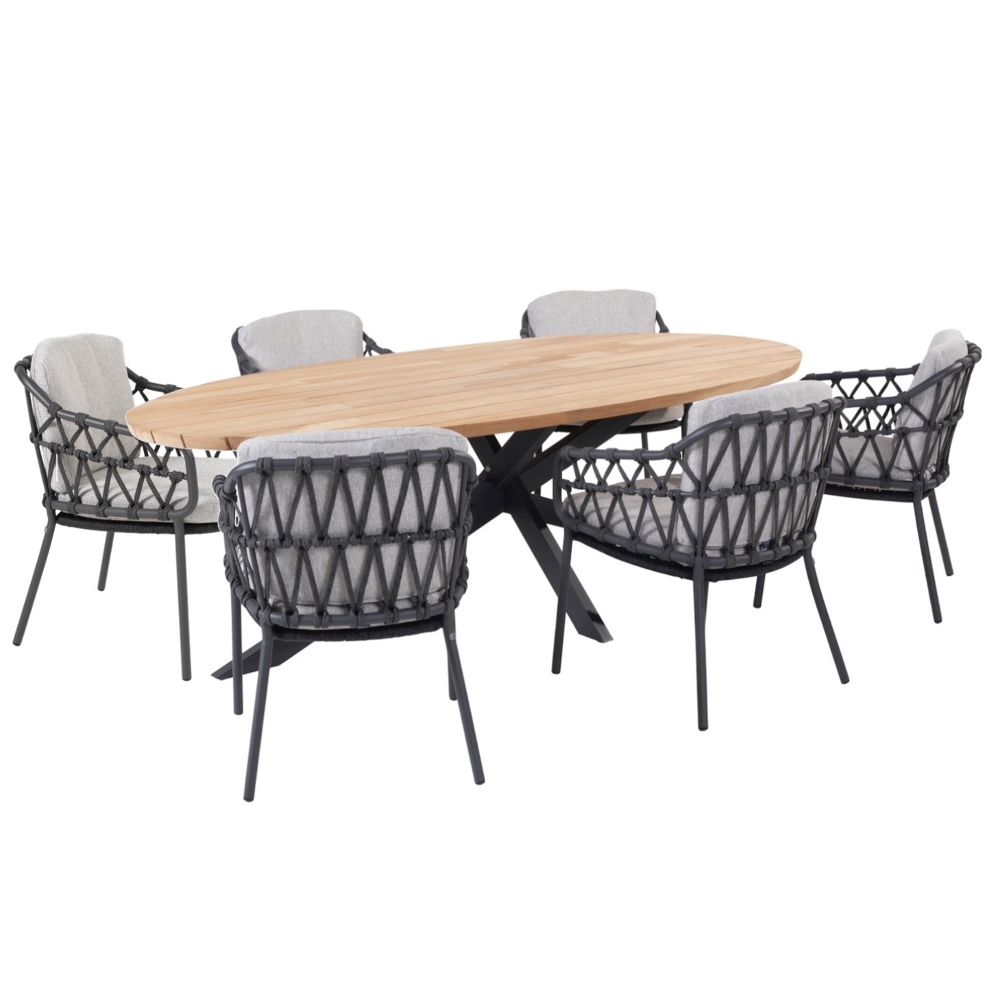 4 Seasons Outdoor Prado Calpi dining tuinset 240x115xH75 cm 7 delig antraciet 