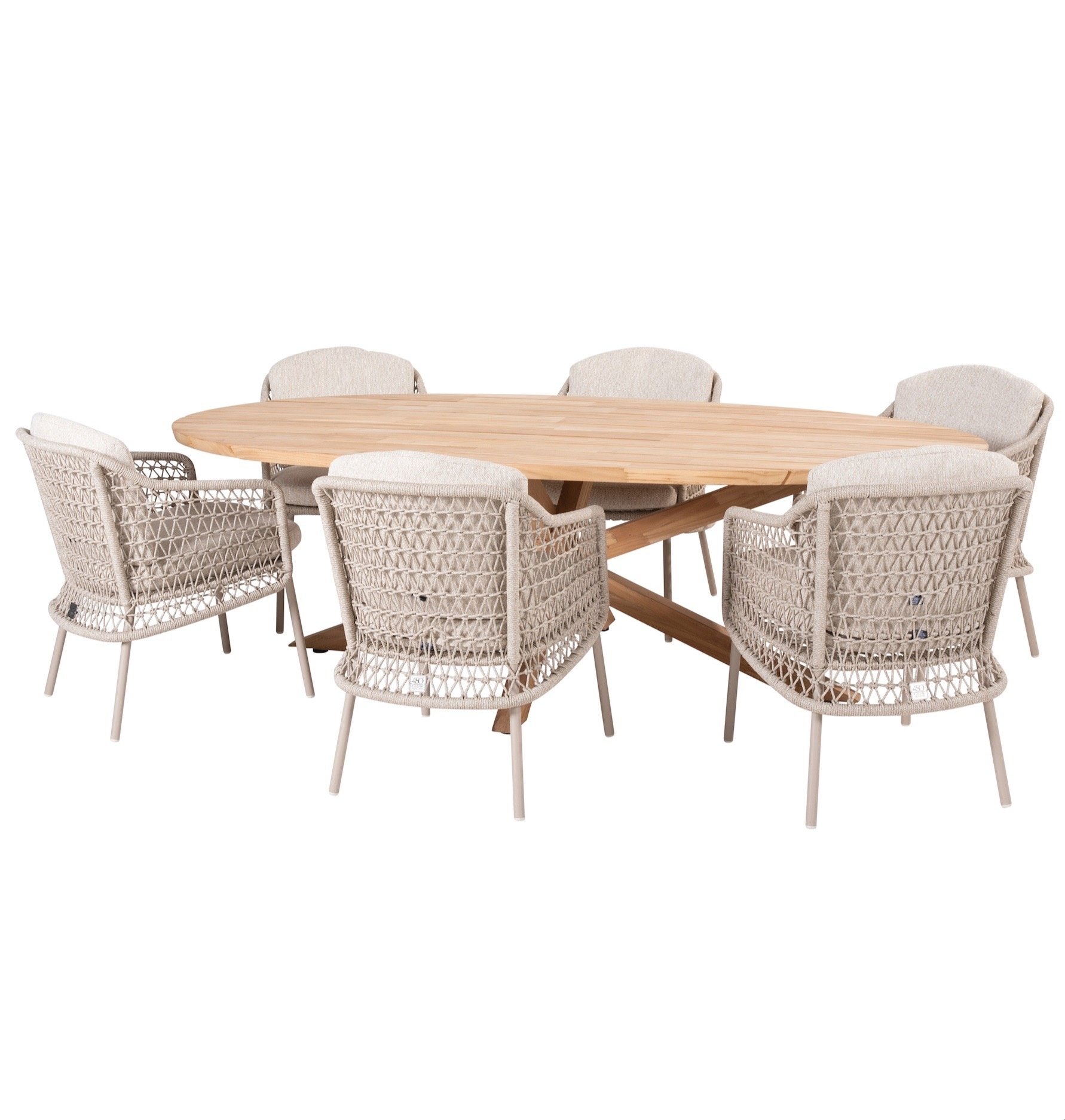 4 Seasons Outdoor Puccini Prado dining tuinset 240x115xH75 cm 7 delig latte 
