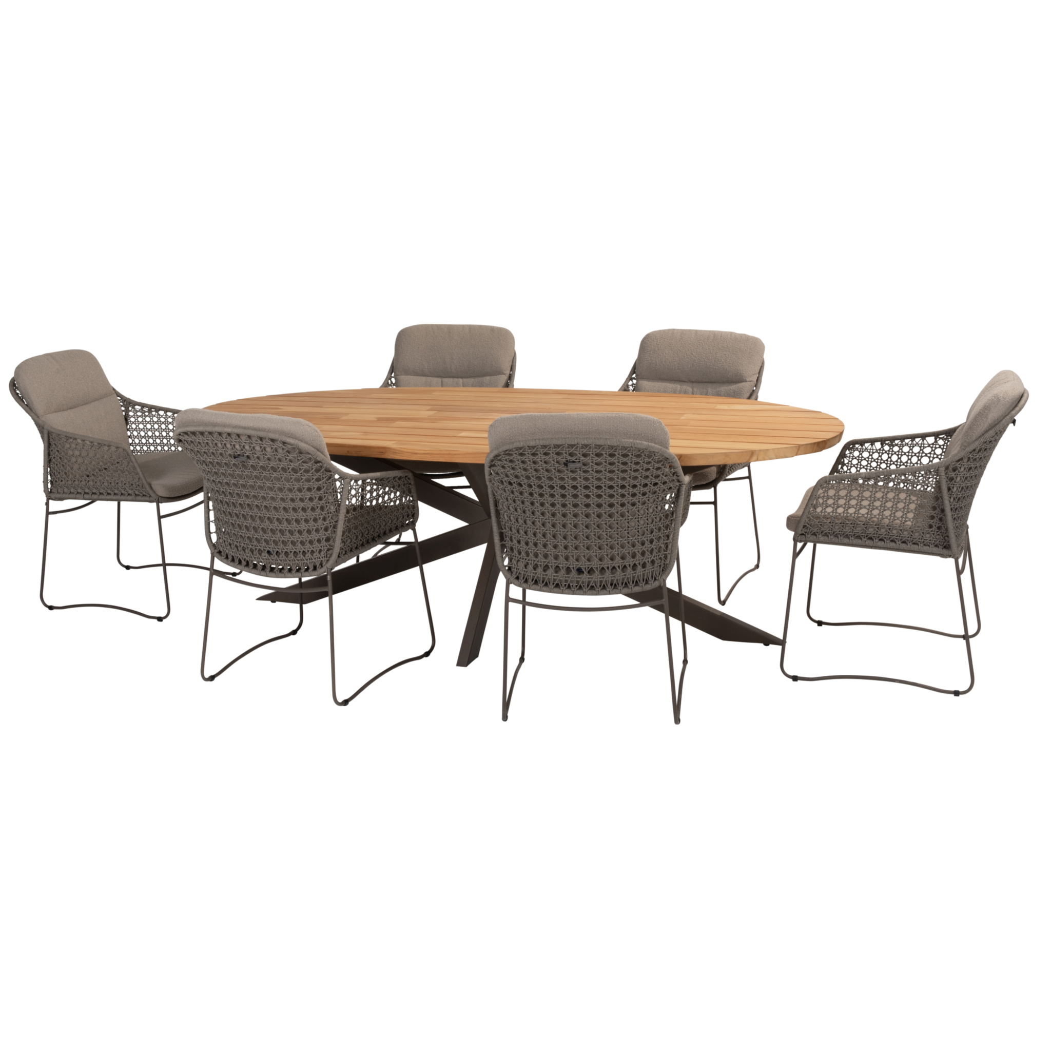 4 Seasons Outdoor Prado Moretti ellips dining tuinset 7 delig 240x115xH75 cm teak terre 