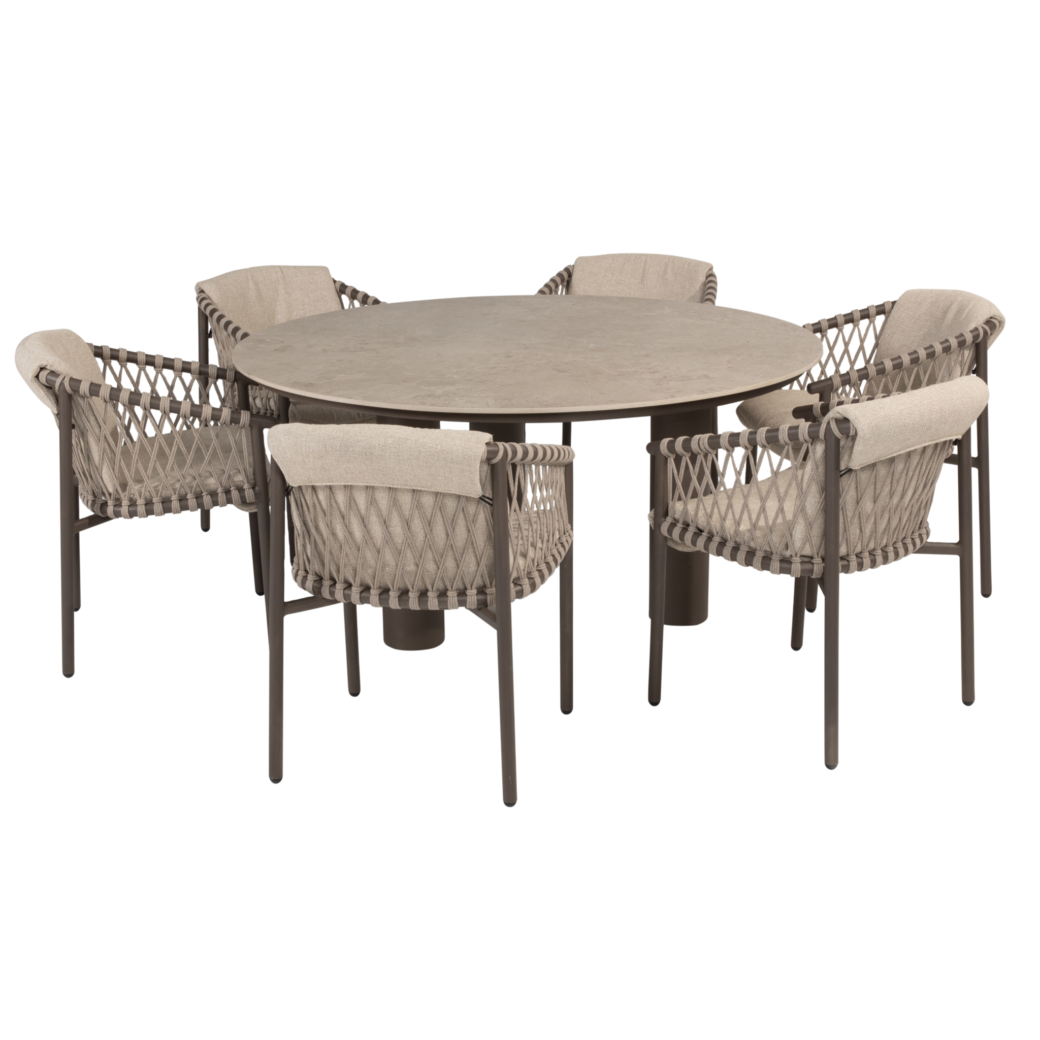 4 Seasons Outdoor Arizona Allora dining tuinset 160 cm rond 7 delig ceramic terre 