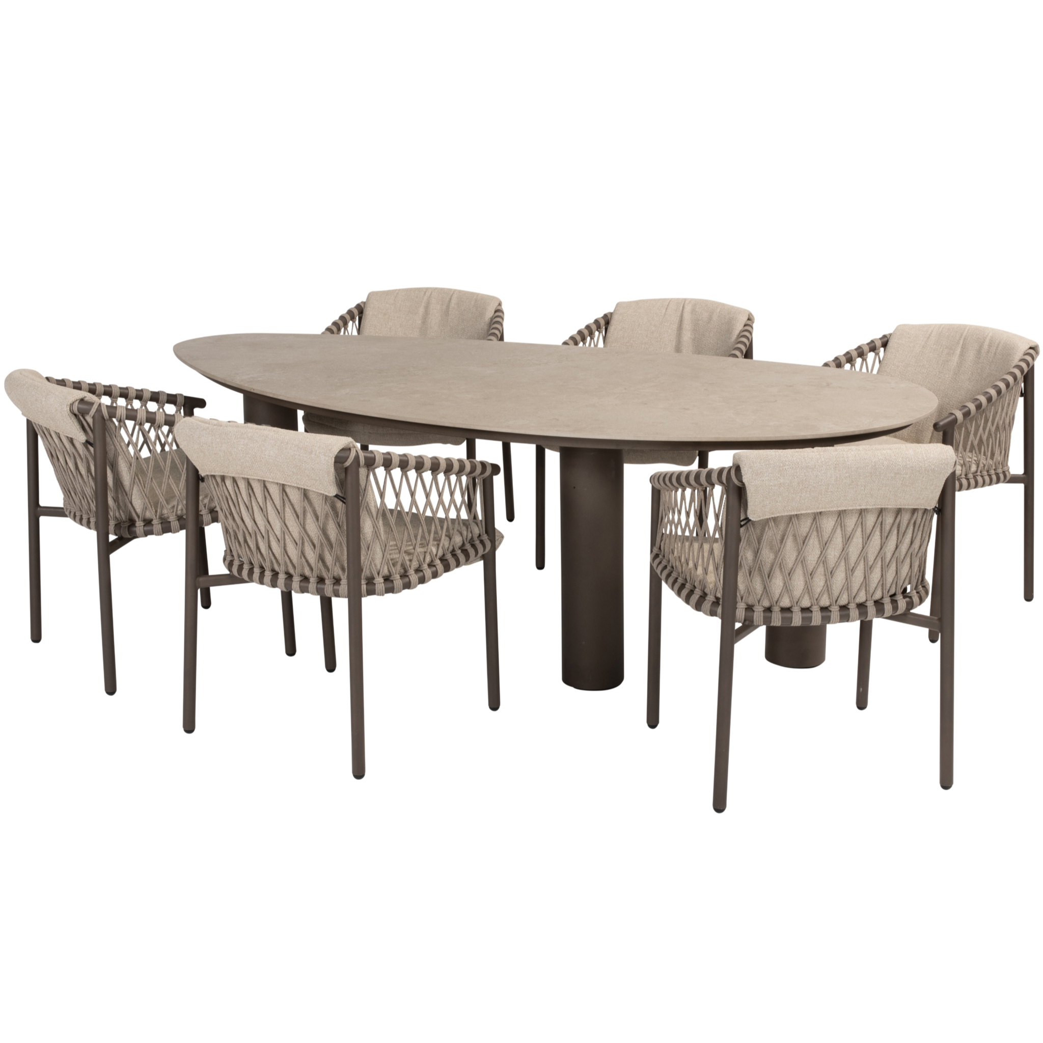4 Seasons Outdoor Arizona Allora dining tuinset 240x130xH75 cm 7 delig ceramic terre 