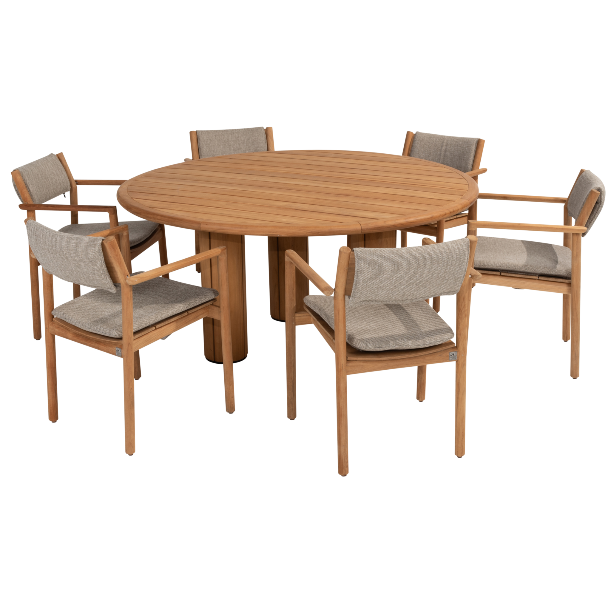 4 Seasons Outdoor Corsica Levi dining tuinset 7 delig 160 cm rond teak 