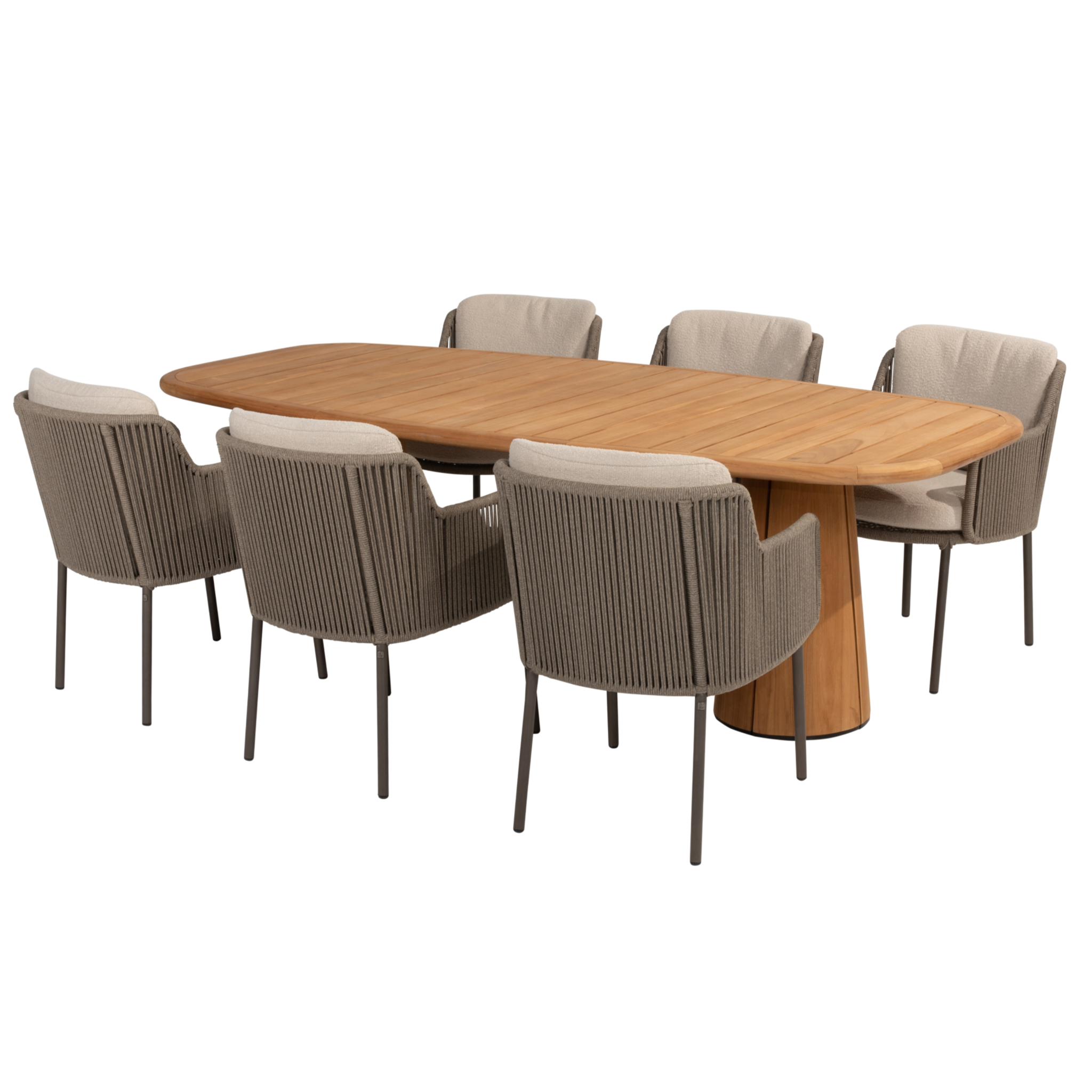 4 Seasons Outdoor Capri Bernini dining tuinset 240x110xH75 cm 7 delig teak barrel terre 