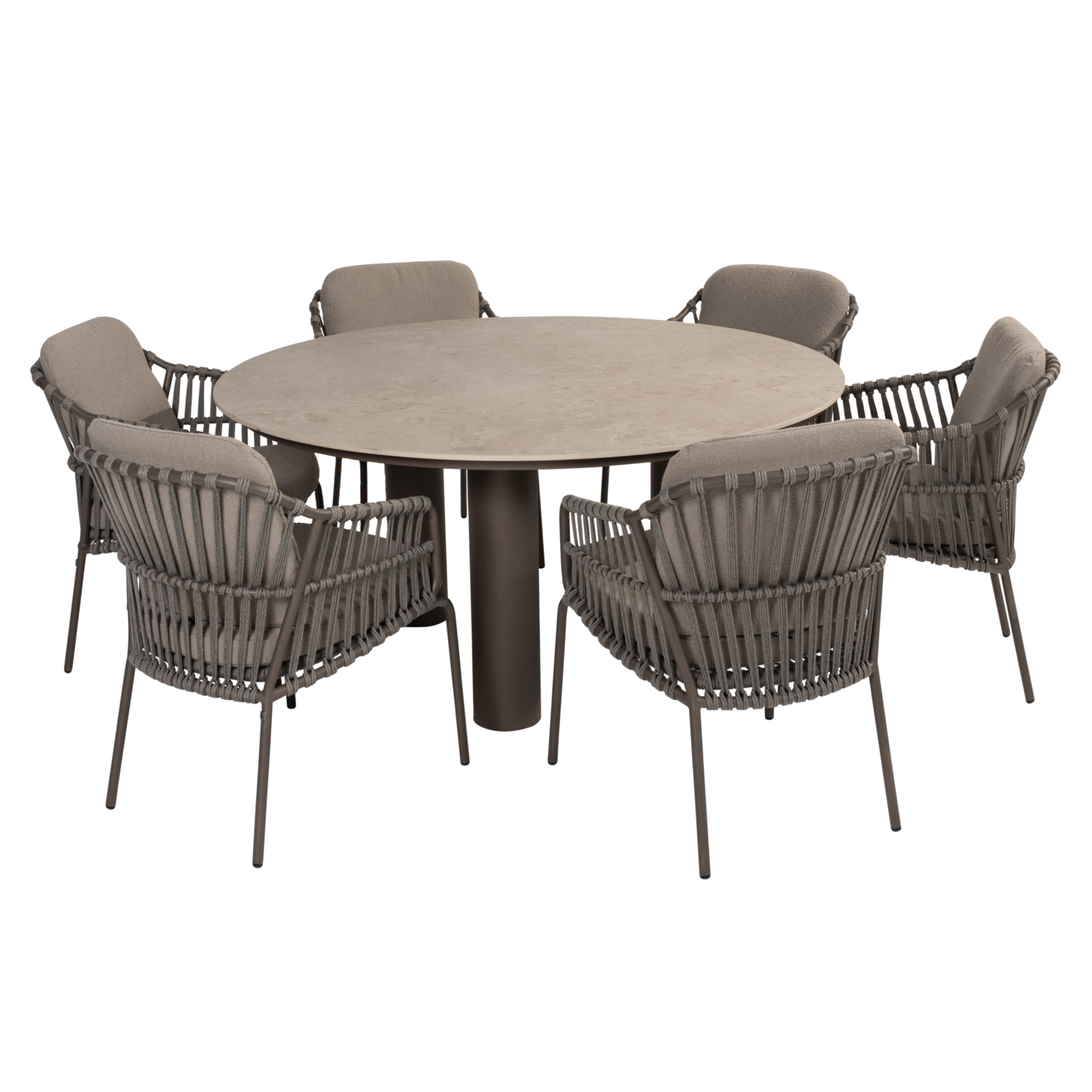 4 Seasons Outdoor Arizona Capalbio dining tuinset 160xH75 cm rond 7 delig keramiek terre 