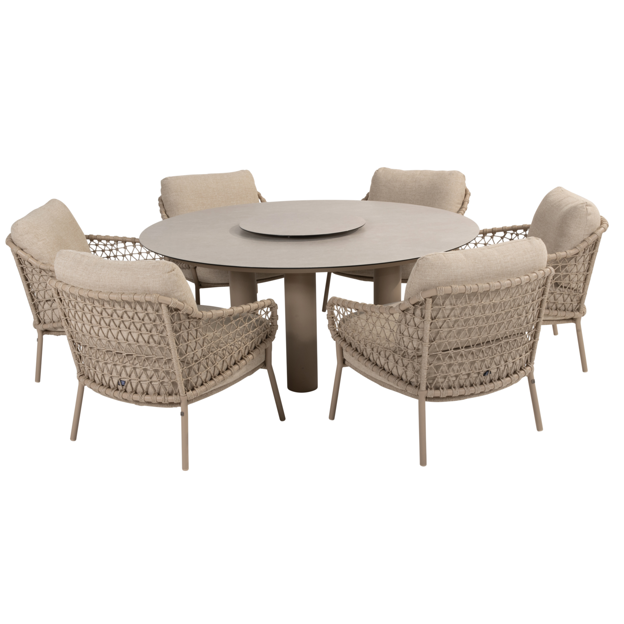 4 Seasons Outdoor Donato Sardinia low dining set 8 delig 160 cm rond keramiek latte 