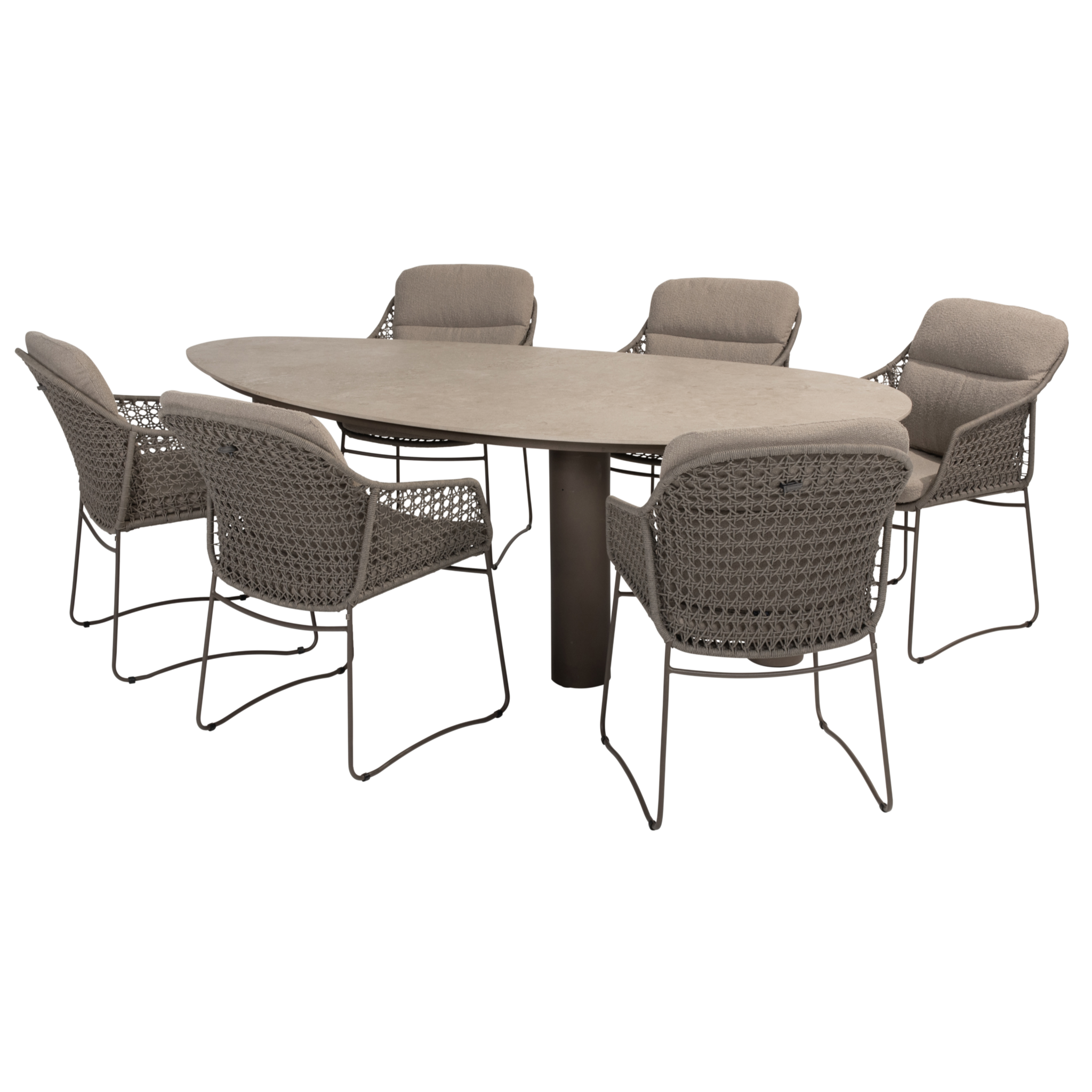 4 Seasons Outdoor Arizona Moretti pebble dining tuinset 7 delig 240x130xH75 cm keramiek  terre 