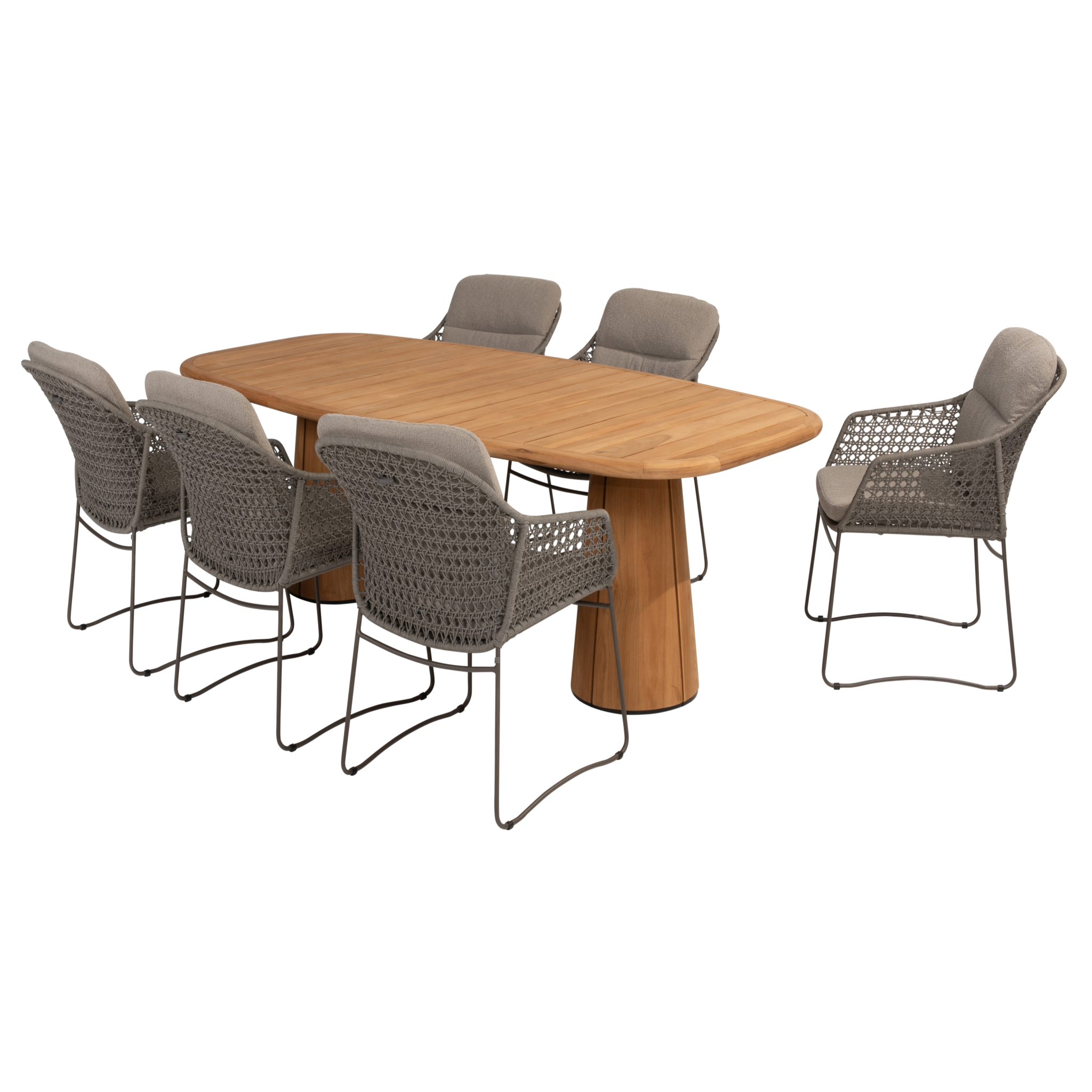 4 Seasons Outdoor Capri Moretti barrel dining tuinset 7 delig  240x110xH75 cm teak terre 