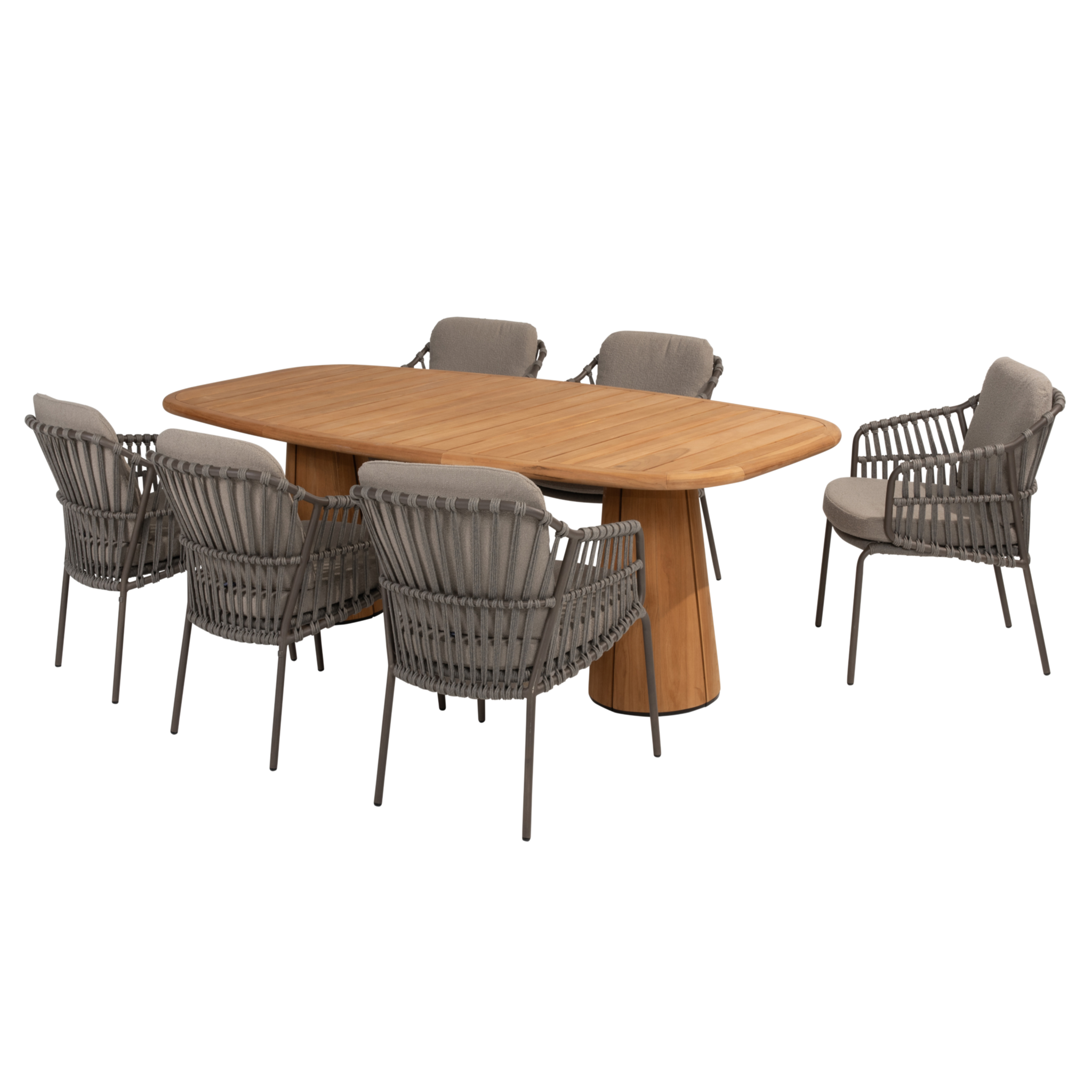 4 Seasons Outdoor Capri Capalbio dining tuinset barrel 240x110xH75 cm 7 delig teak terre 