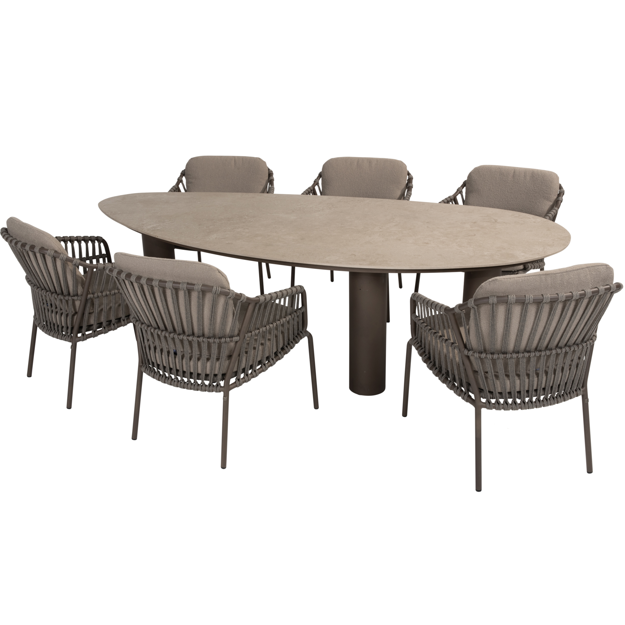 4 Seasons Outdoor Arizona Capalbio dining tuinset 240x130xH75 cm 7 delig pebble keramiek terre 
