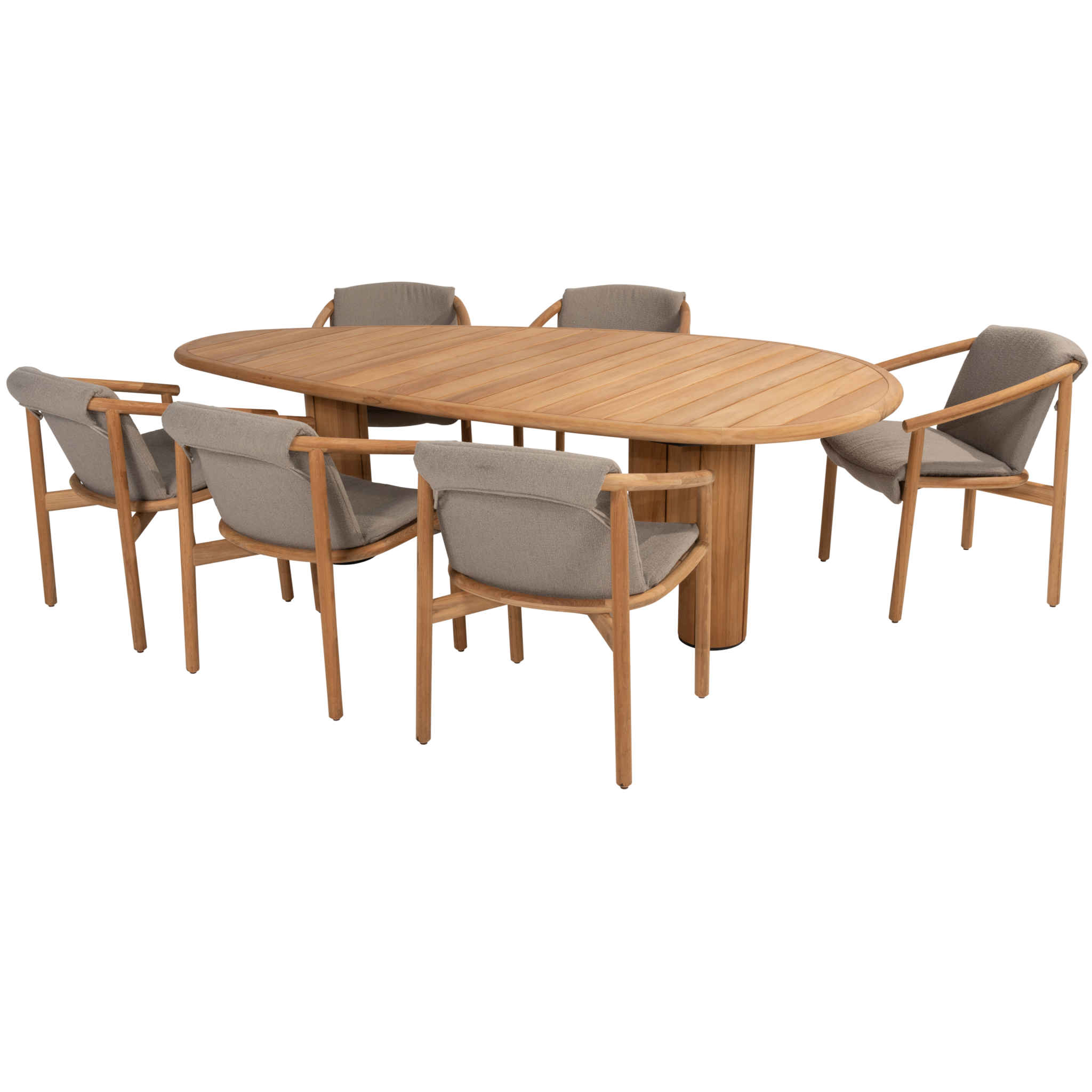 4 Seasons Outdoor Corsica Tess pebble dining tuinset 7 delig 240x130xH75 cm teak 