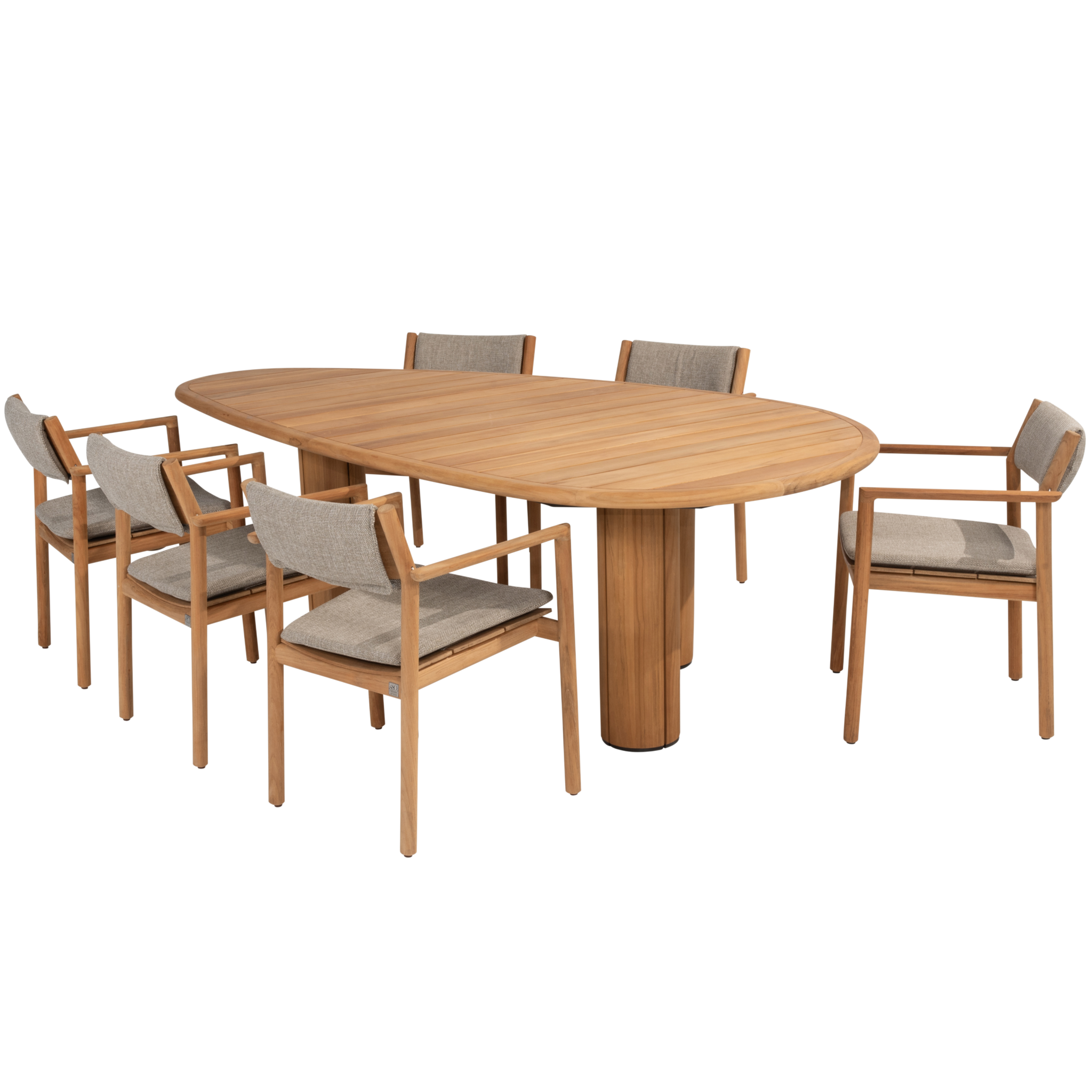 4 Seasons Outdoor Corsica Levi pebble dining tuinset 7 delig 240x130xH75 cm teak 