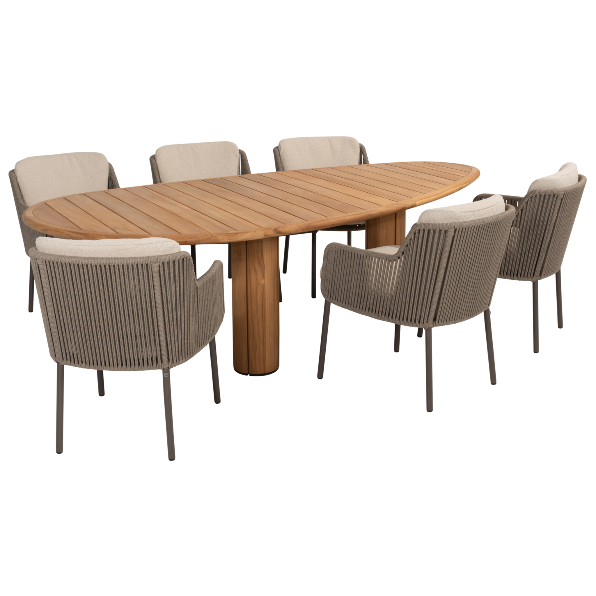 4 Seasons Outdoor Corsica Bernini dining tuinset 240x130xH75 cm 7 delig teak pebble terre 