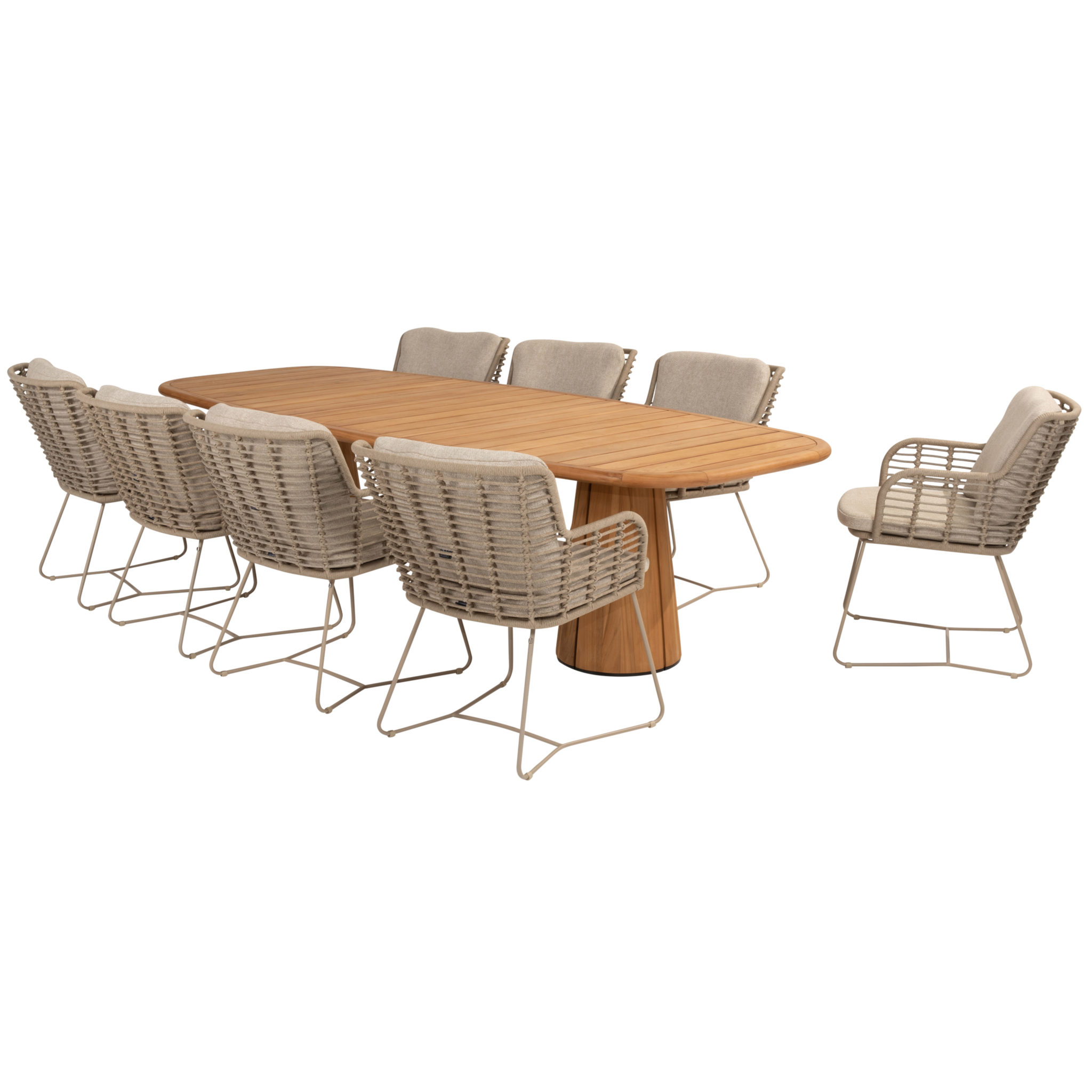4 Seasons Outdoor Capri Fabrice dining tuinset 9 delig 280x110xH75 cm teak latte 