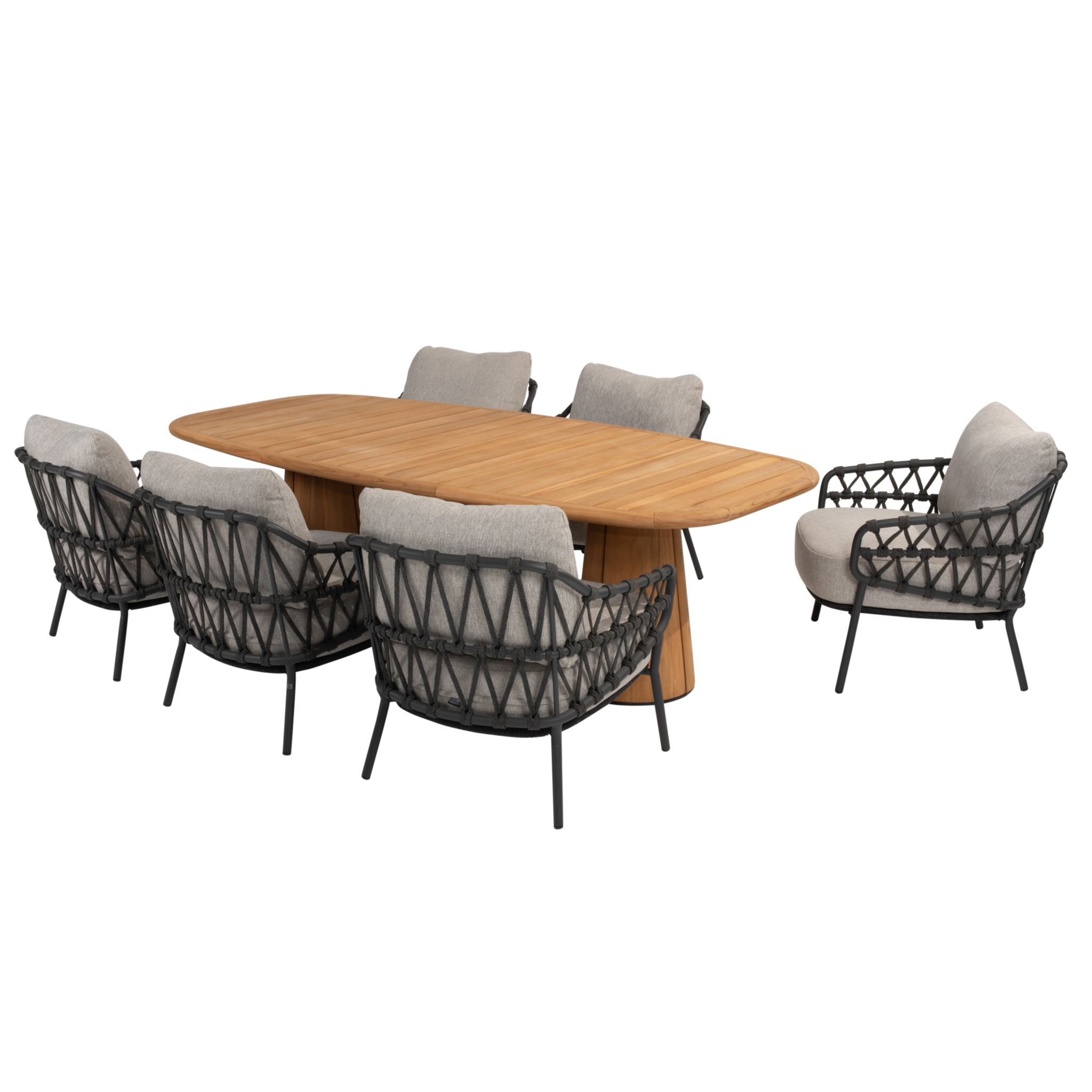 4 Seasons Outdoor Capri Calpi low dining tuinset 7 delig 240x110xH69 cm teak antraciet 