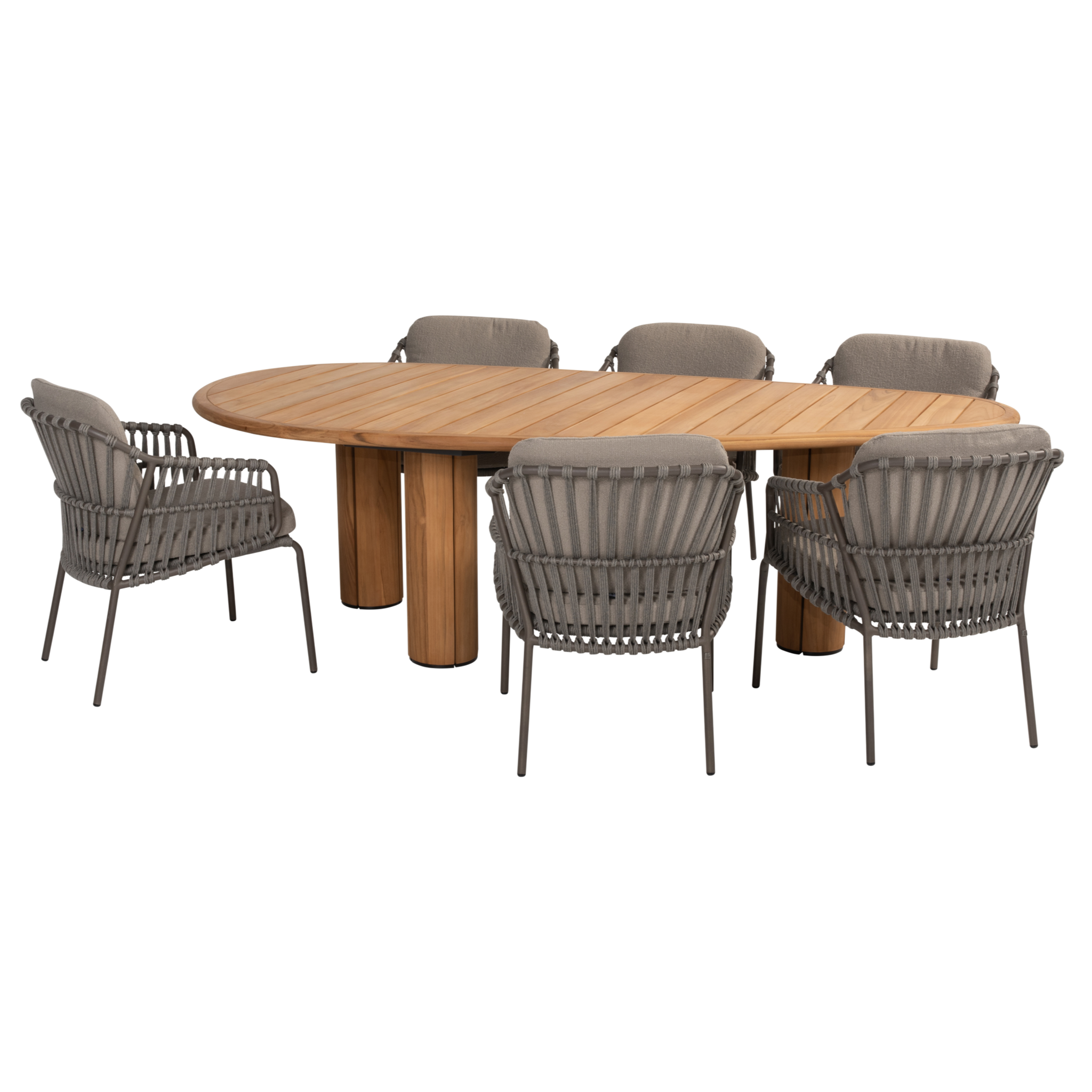 4 Seasons Outdoor Corsica Capalbio dining tuinset pebble 240x130xH75 cm 7 delig teak terre 