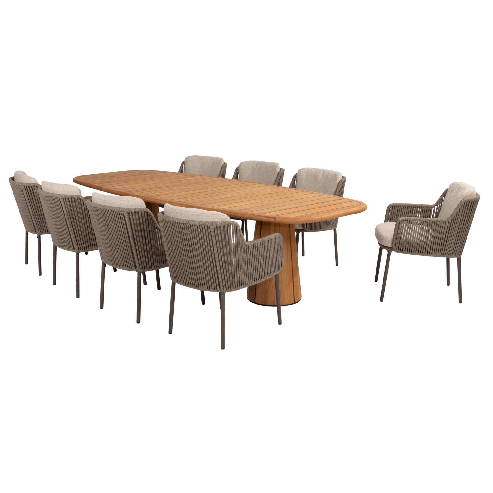 4 Seasons Outdoor Capri Bernini dining tuinset 280x110xH75 cm 9 delig teak barrel terre 