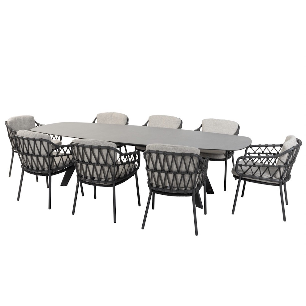 4 Seasons Outdoor Montana Calpi dining tuinset 280x113xH75 cm 9 delig ovaal HPL antraciet 
