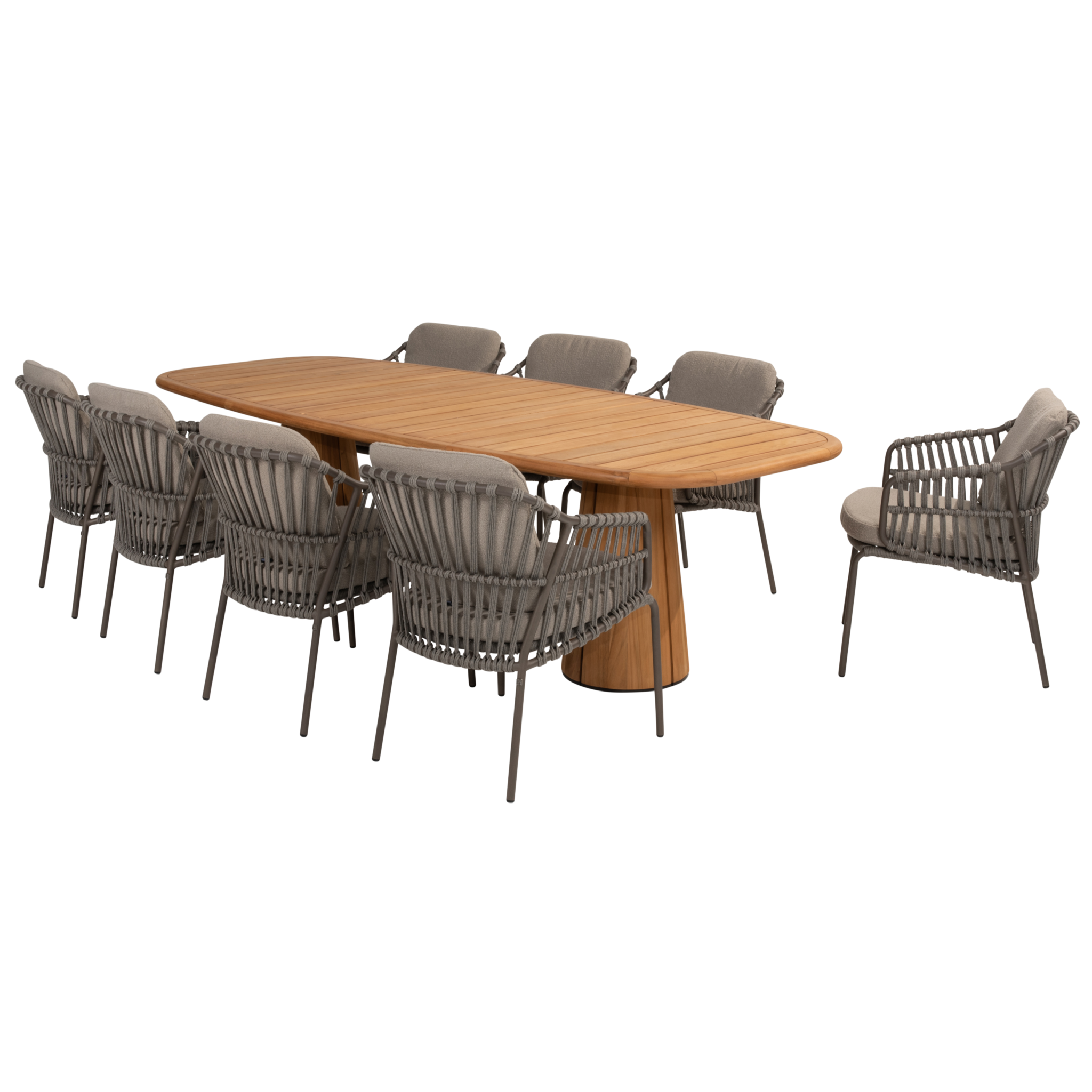 4 Seasons Outdoor Capri Capalbio dining tuinset barrel 280x110xH75 cm 9 delig teak terre 