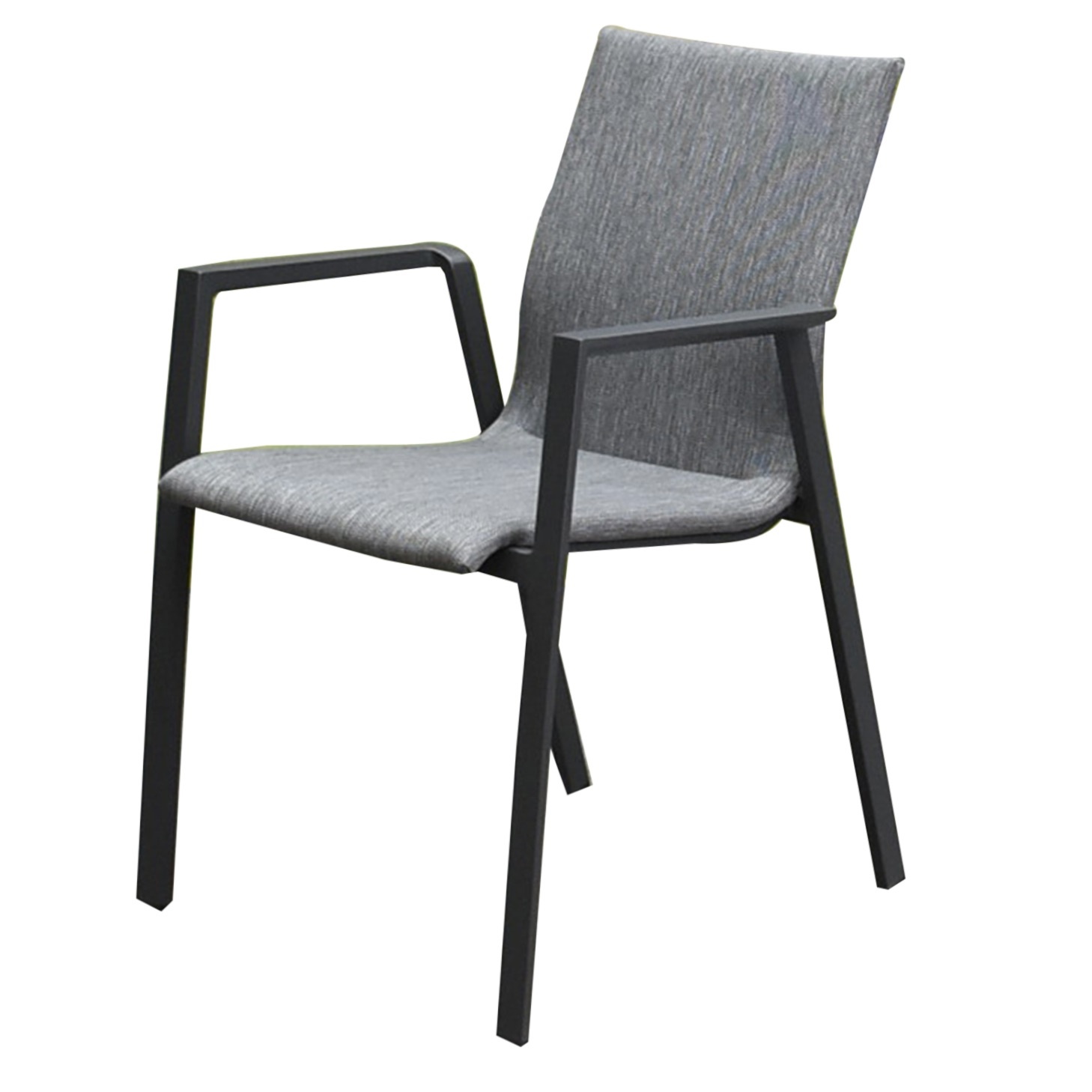 AVH-Collectie Nancy dining tuinstoel stapelbaar antraciet aluminium textileen