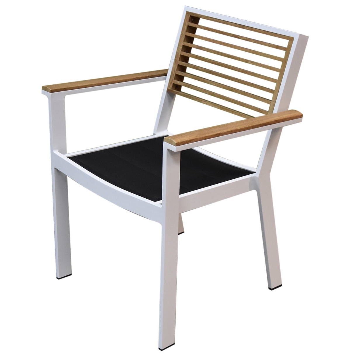 Higold York dining tuinstoel met armleuning aluminium wit teak