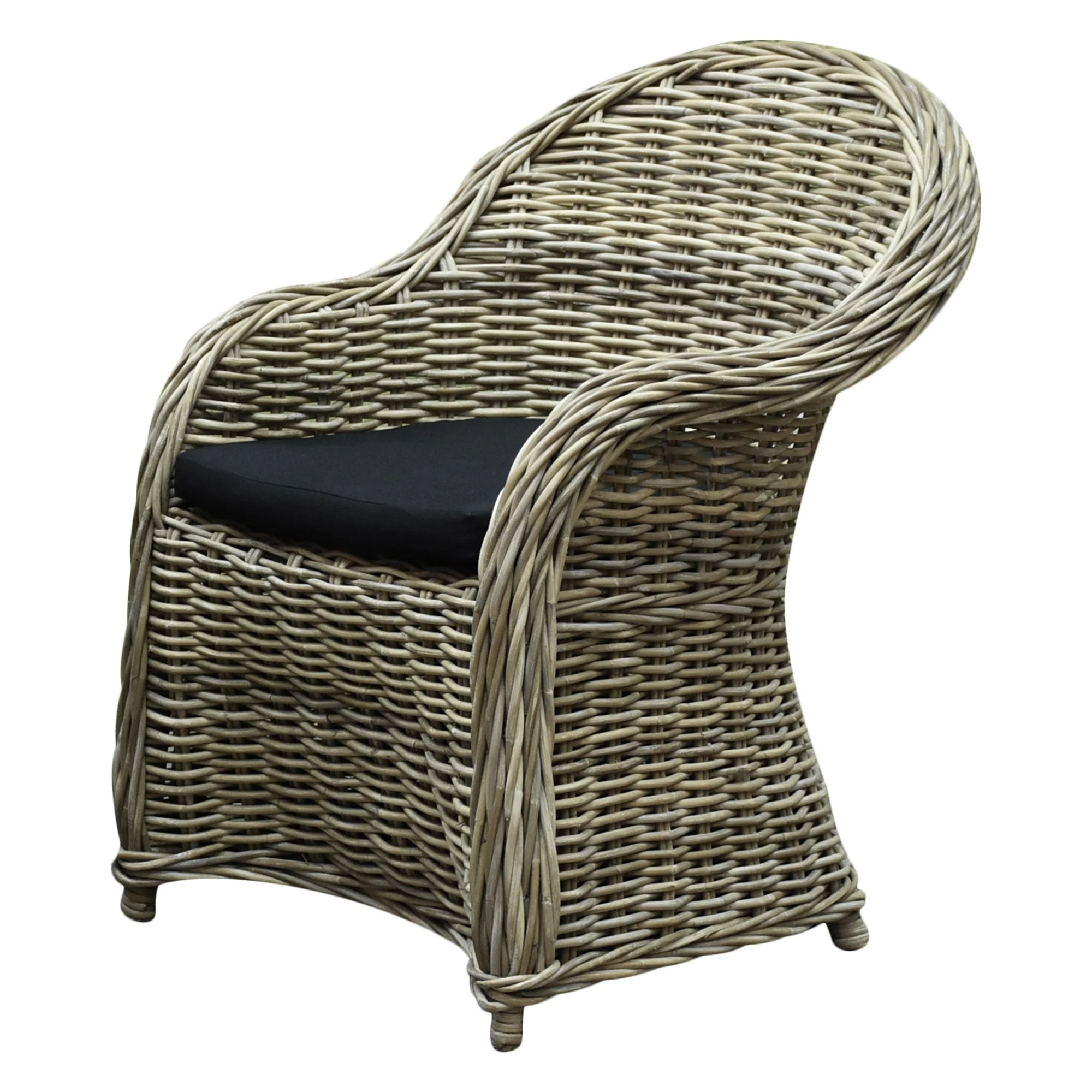 AVH-Collectie Roma dining tuinstoel naturel rotan - olefin black