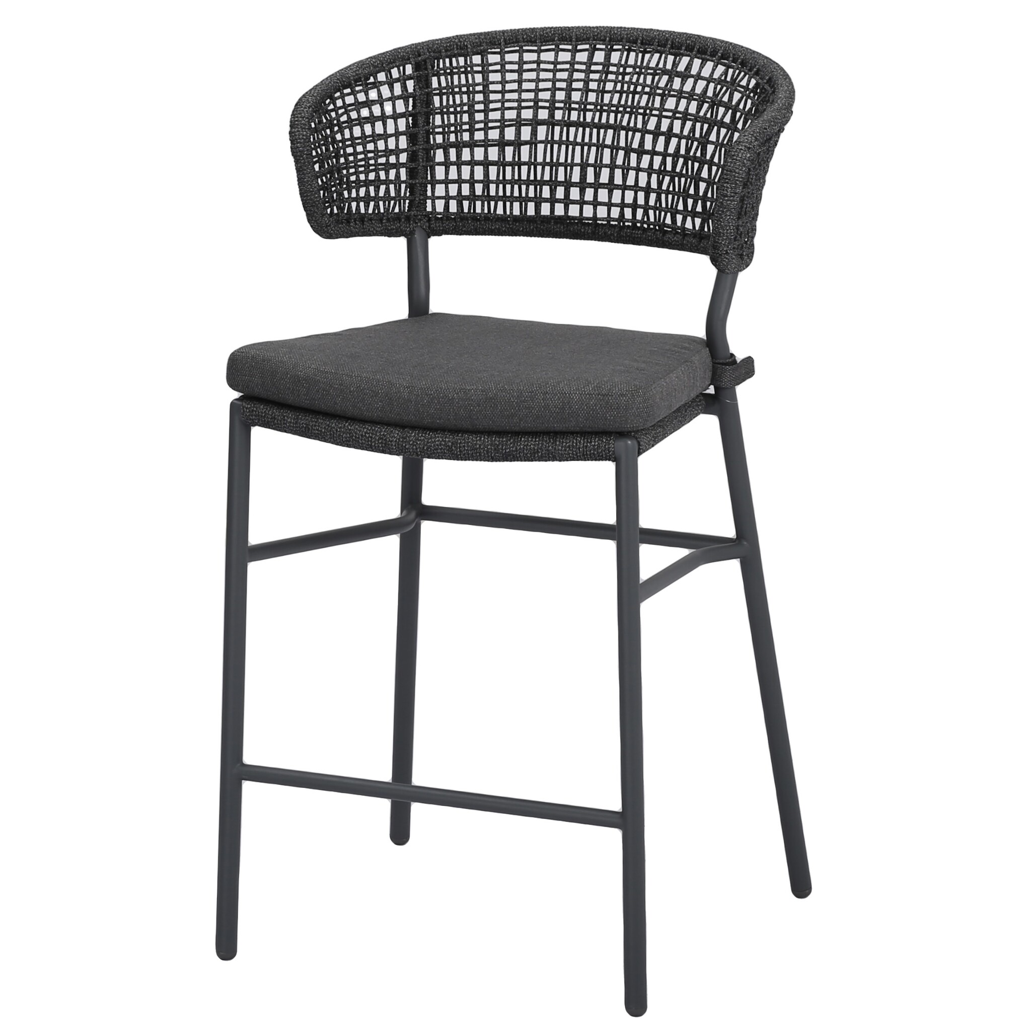 AVH-Collectie Modena barstoel antraciet rope aluminium stapelbaar