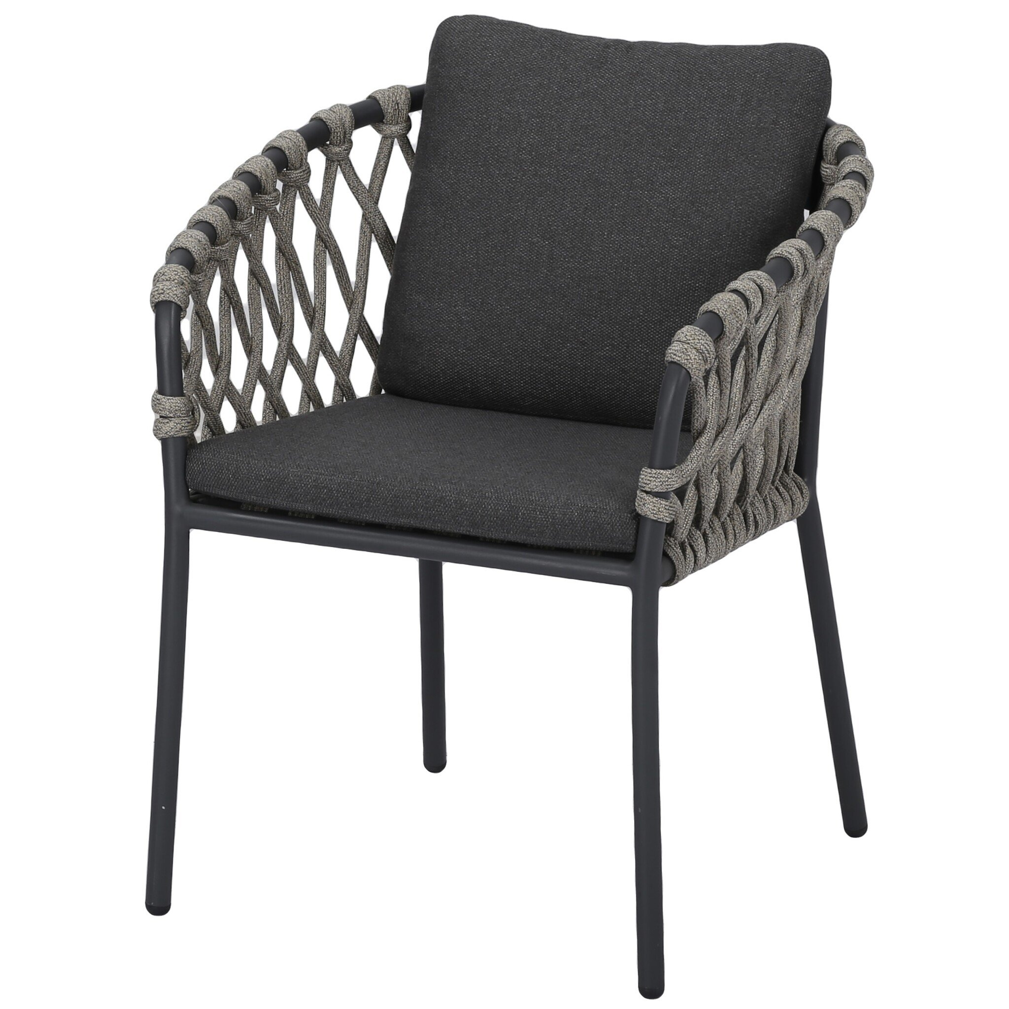 AVH-Collectie Amalfi dining tuinstoel antraciet aluminium rope