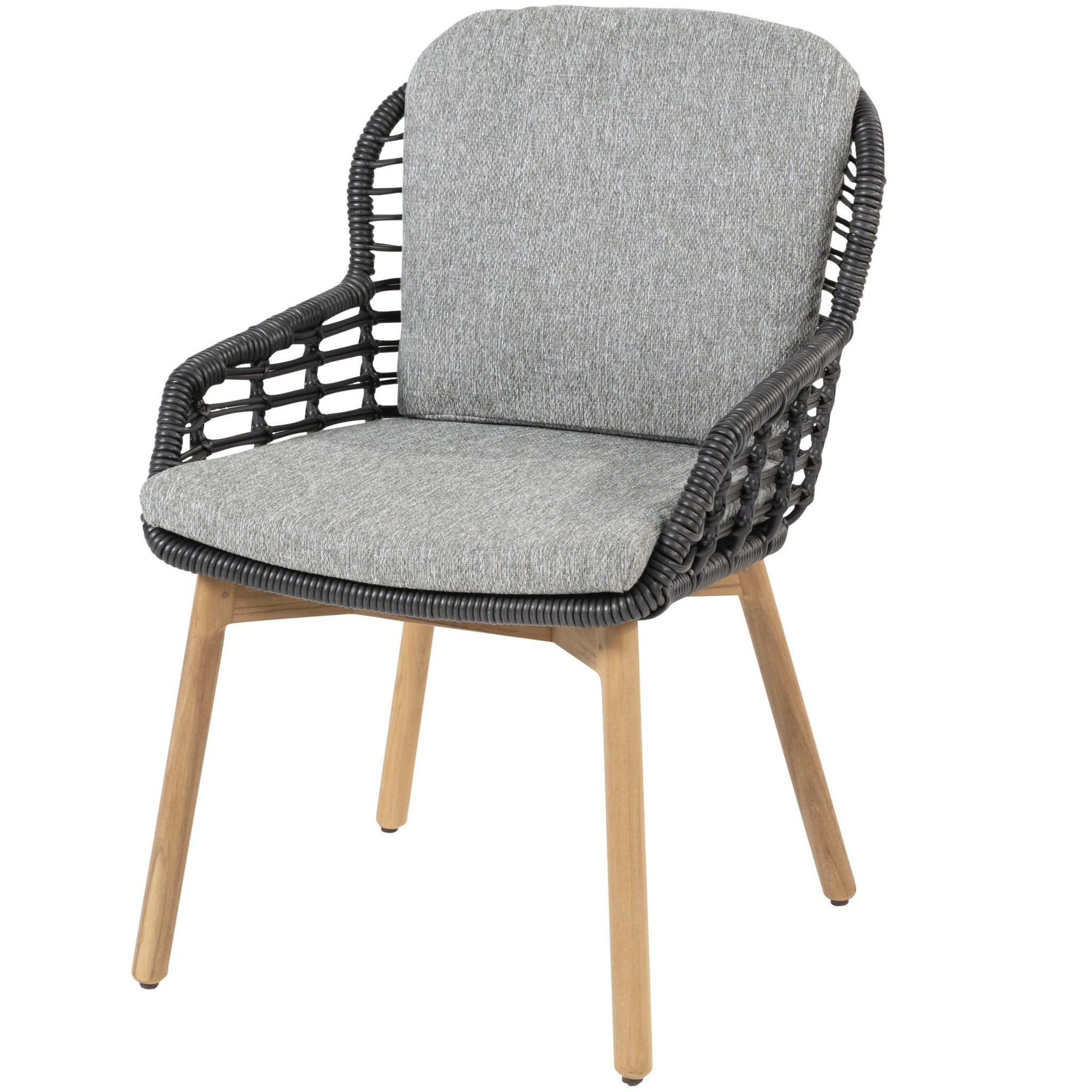 4 Seasons Outdoor Lugano dining tuinstoel met 2 kussens antraciet teak