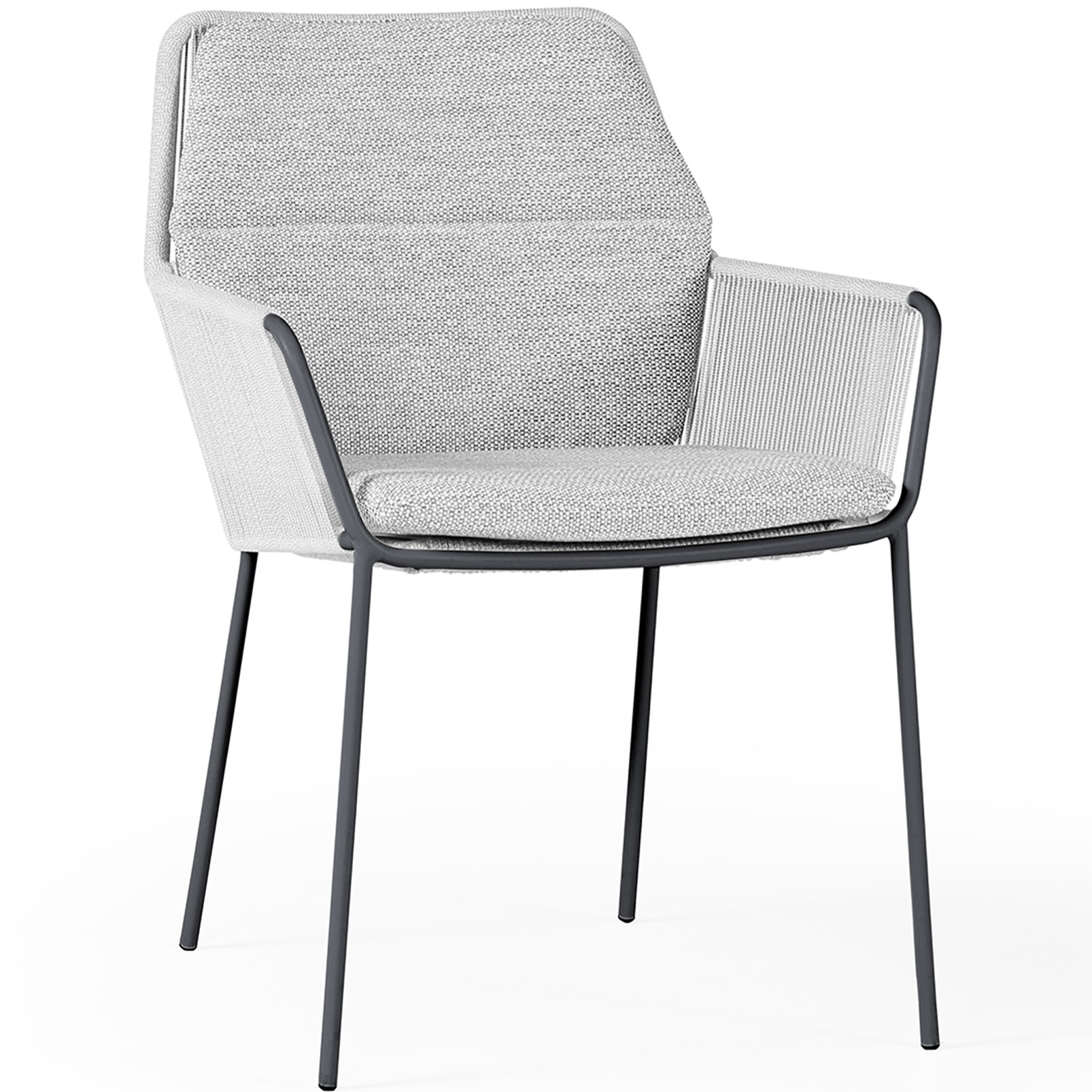 SUNS Punta dining tuinstoel soft grey mixed weave camel sand 