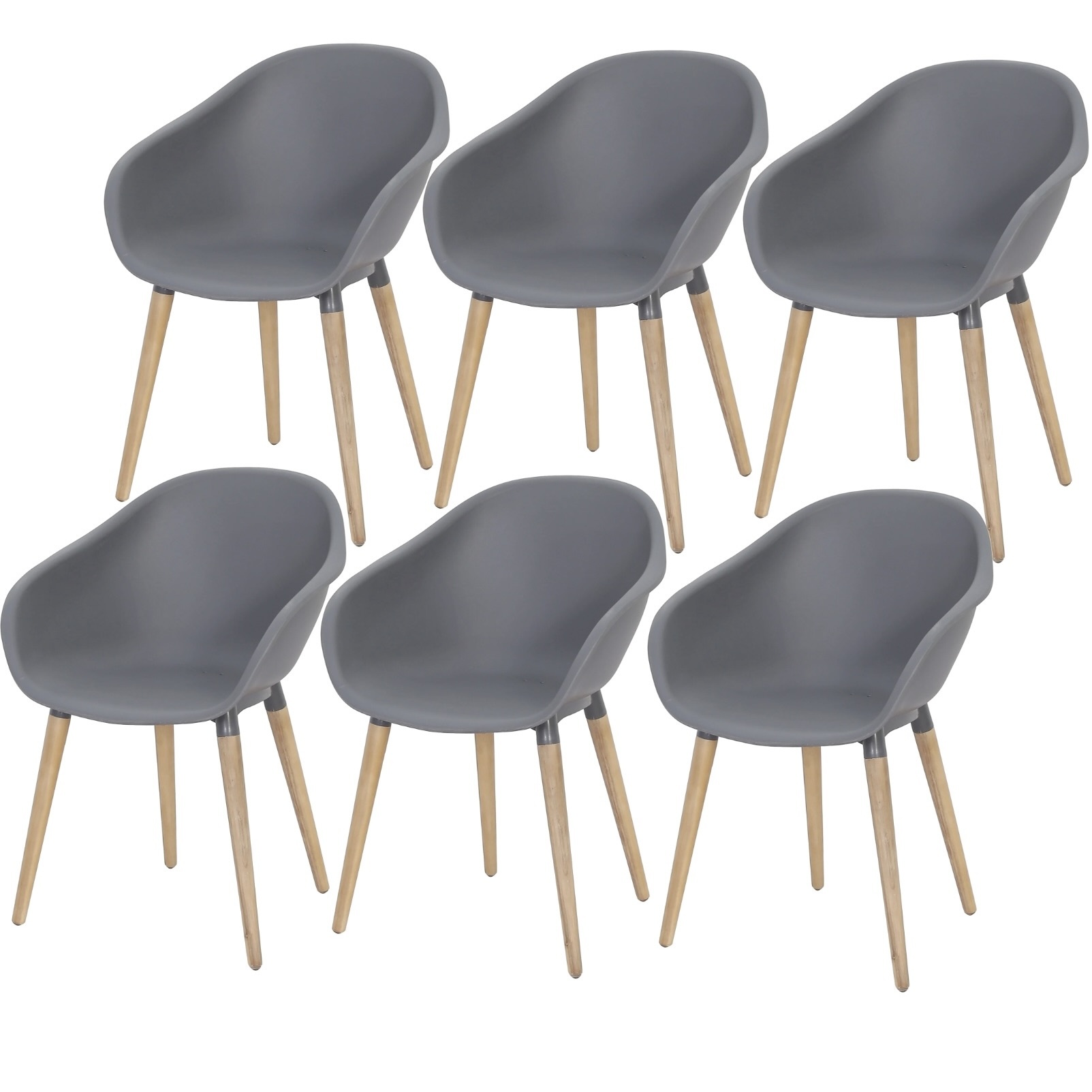 AVH-Collectie Set van 6 Swan dining kuipstoel grijs kunststof