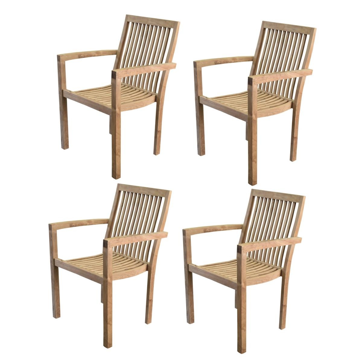 AVH-Collectie Montana dining tuinstoel teak set van 4