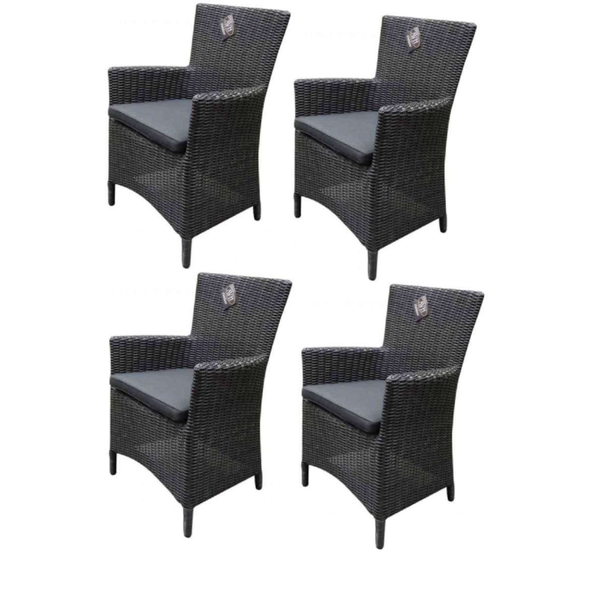 AVH-Collectie Capri dining tuinstoel antraciet set van 4