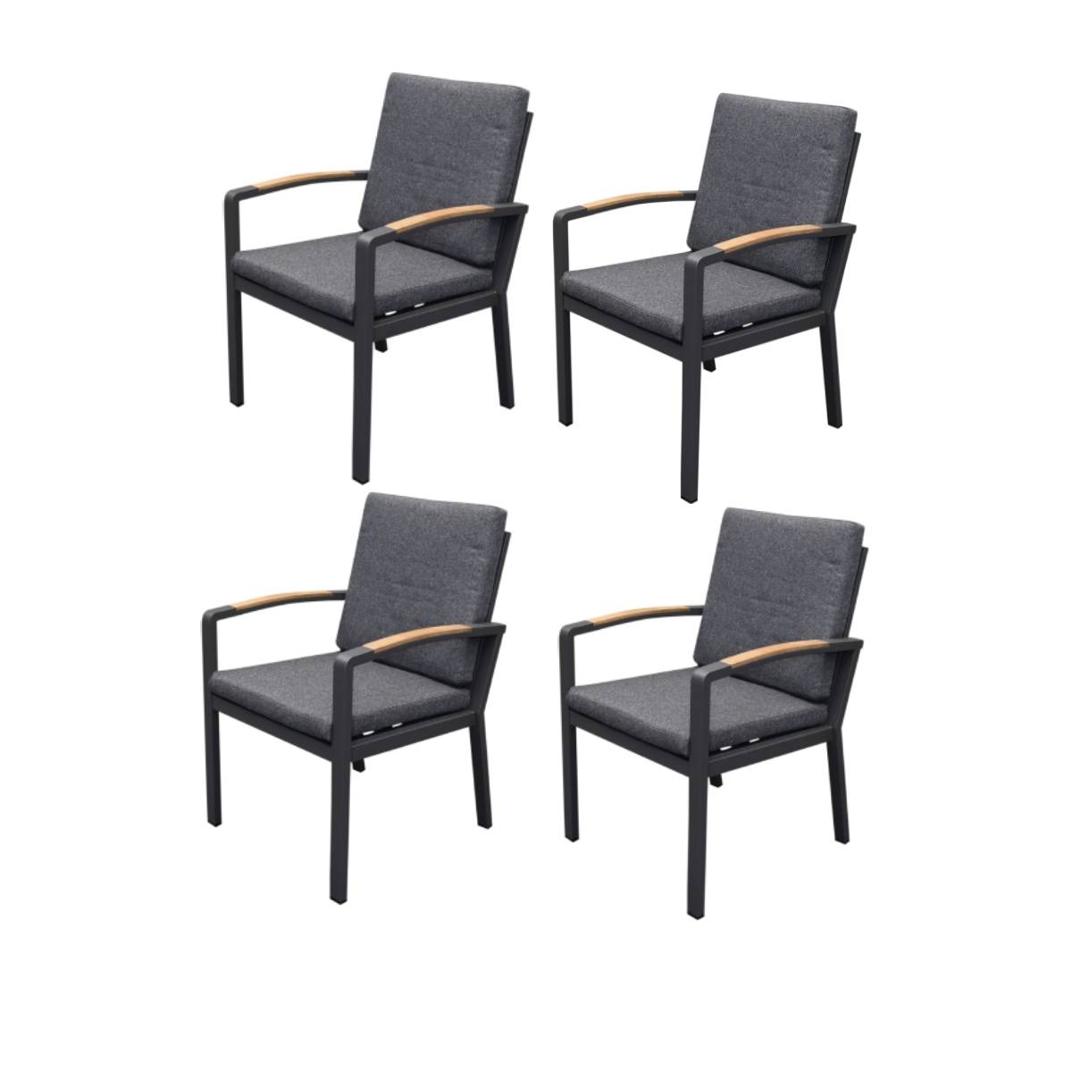 AVH-Collectie Costa Rica dining tuinstoel aluminium antraciet set van 4