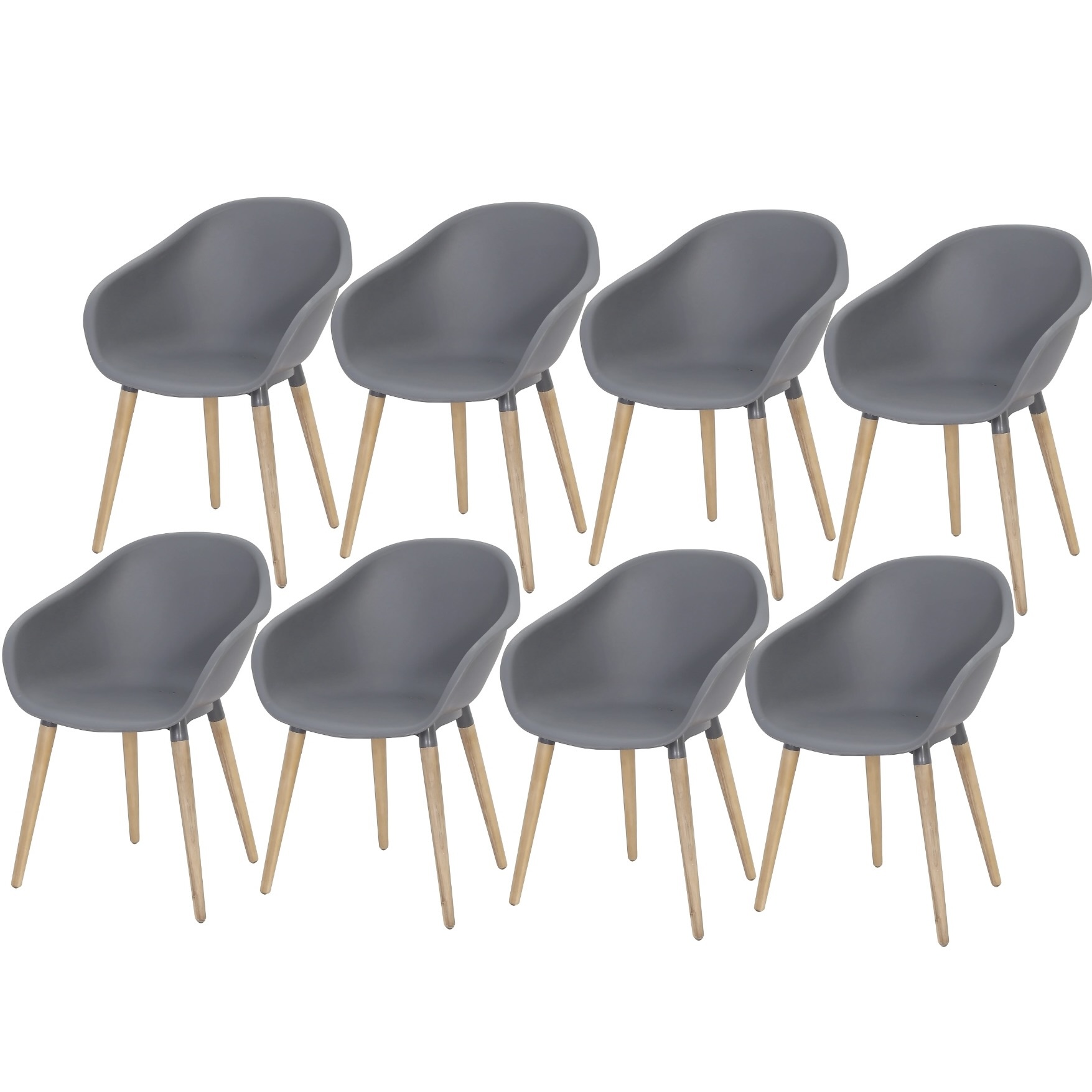 AVH-Collectie Set van 8 Swan dining kuipstoel grijs kunststof