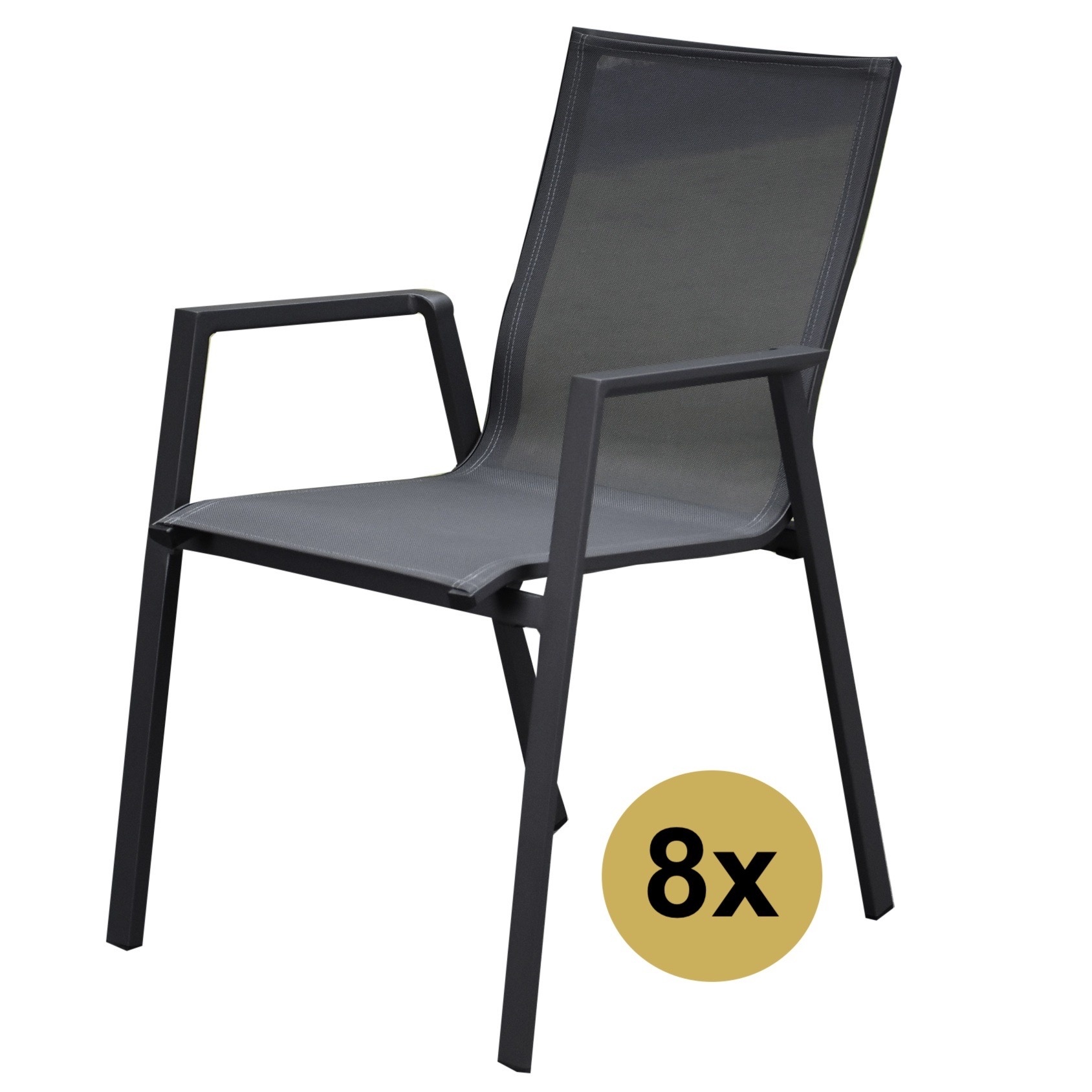 AVH-Collectie Set van 8 New Valley stapelbare tuinstoelen antraciet aluminium