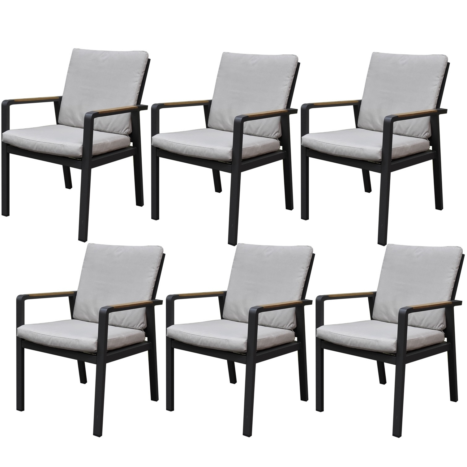 AVH-Collectie Set van 6 Lola dining tuinstoelen aluminium antraciet
