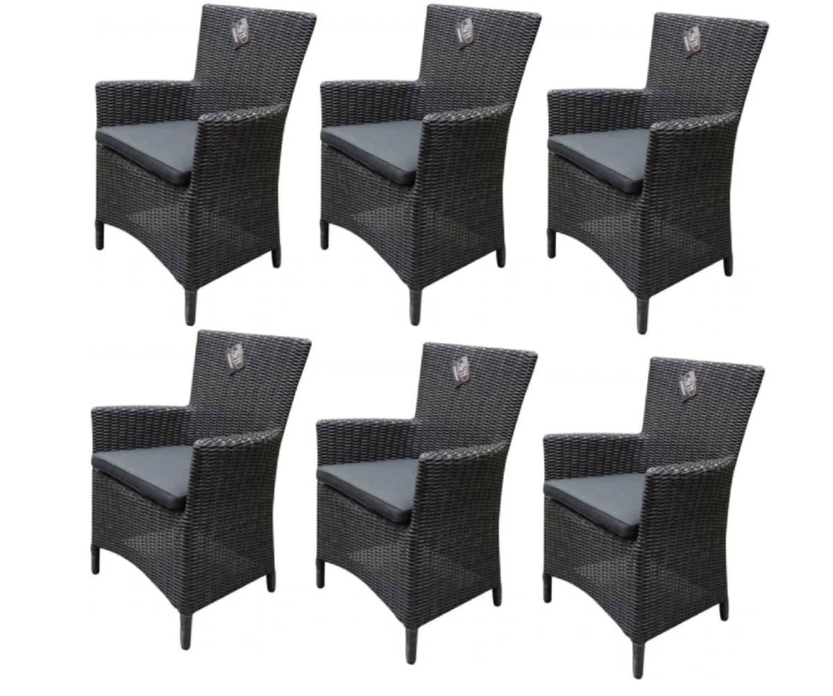 AVH-Collectie Capri dining tuinstoel antraciet set van 6