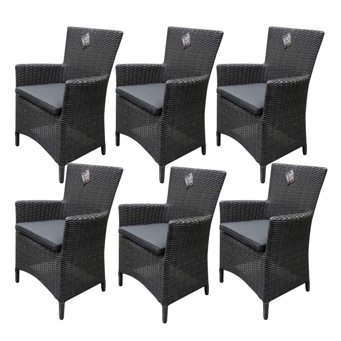 AVH-Collectie 6 stuks Capri dining tuinstoel antraciet