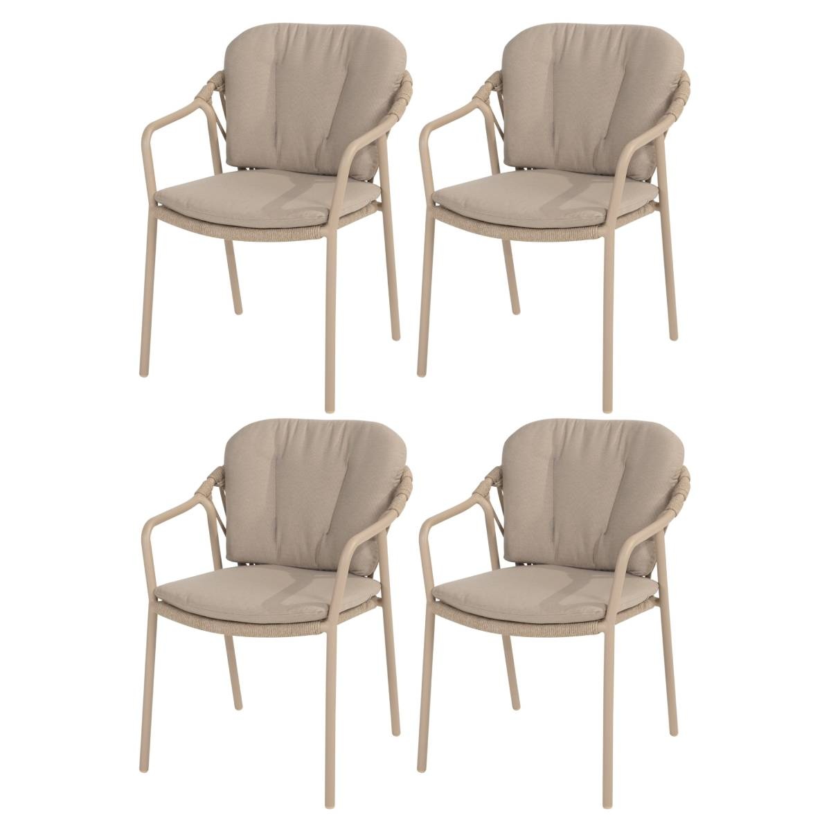 4 Seasons Outdoor Manitoba stapelbare tuinstoel latte Taste 4SO set van 4