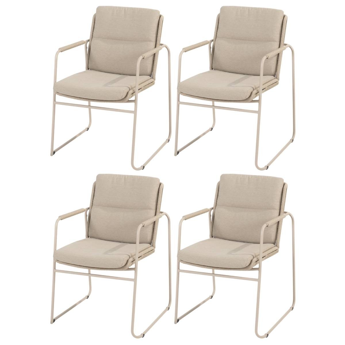Taste 4SO Parma dining tuinstoel stapelbaar latte  set van 4