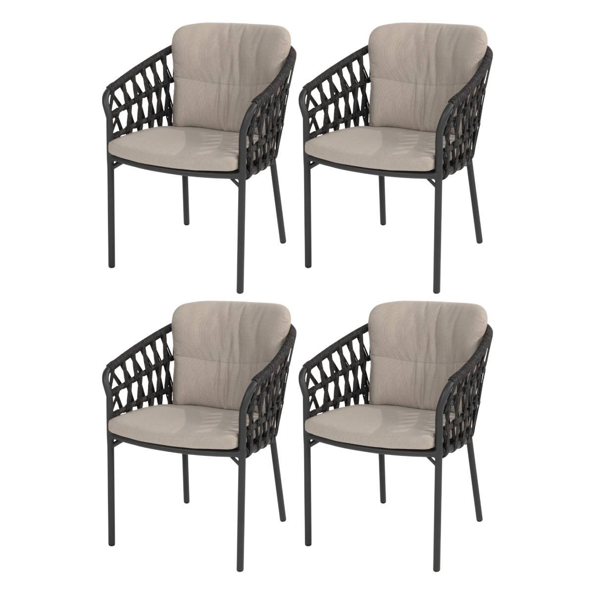 Taste 4SO Albareto dining tuinstoel antraciet rope  set van 4
