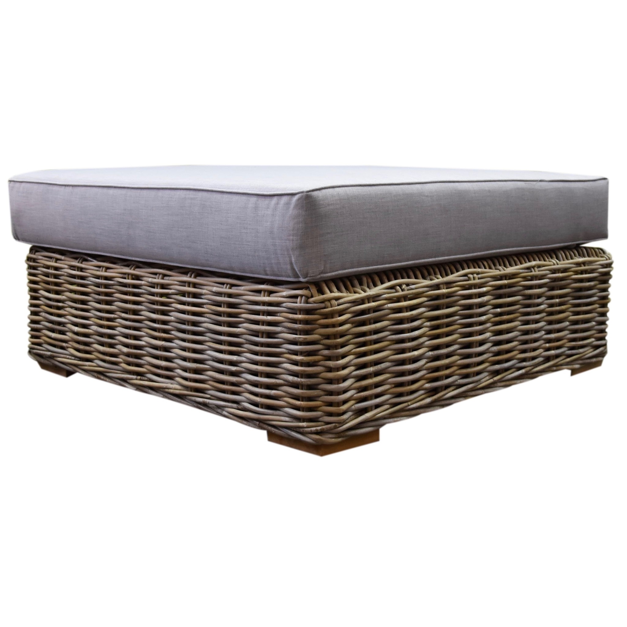 AVH-Collectie Serva voetenbank met kussen naturel rotan - suntech grey