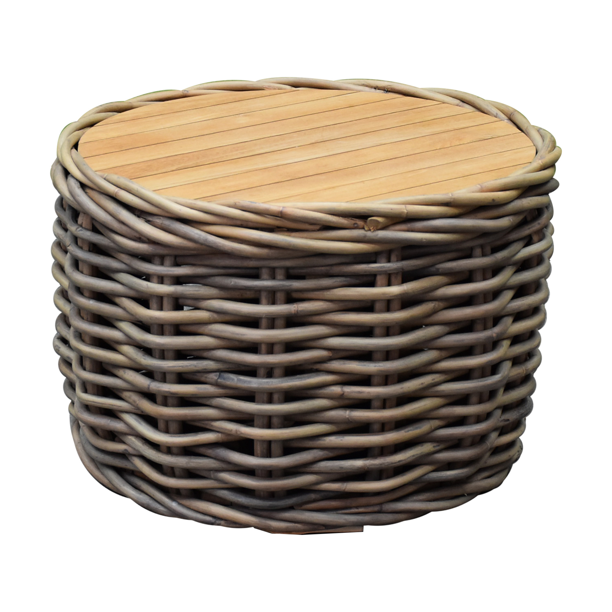 AVH-Collectie Sumatra grote ronde tafel met teakblad naturel rotan
