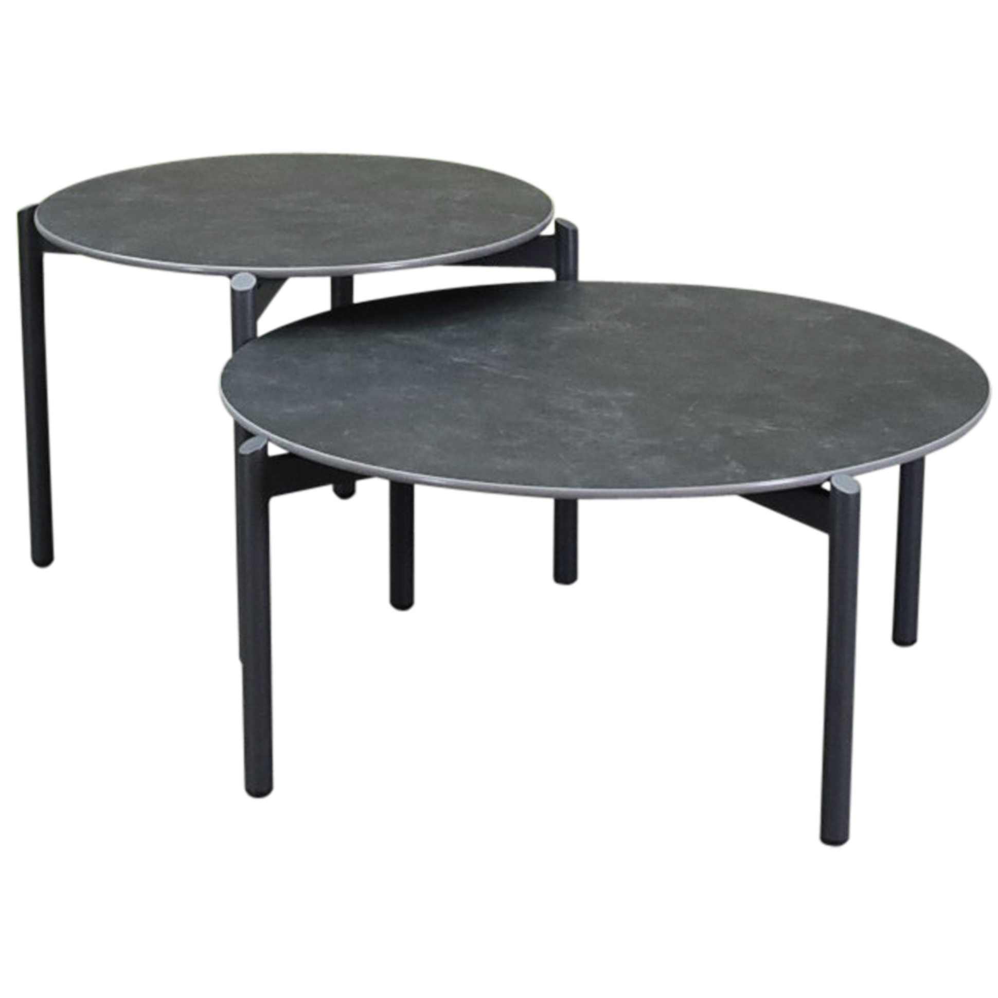 AVH-Collectie Tucson salontafels 87 cm rond en 67 cm rond keramiek antraciet