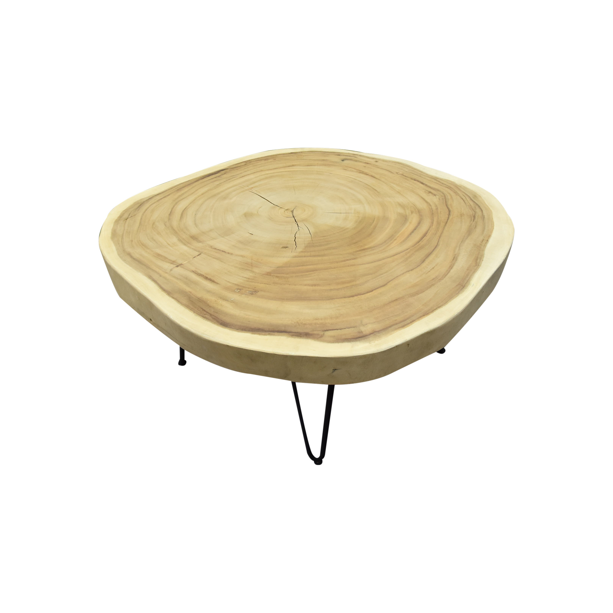 AVH-Collectie Boomstamtafel met metalen poten 80xH45 rond - bladdikte 6 cm